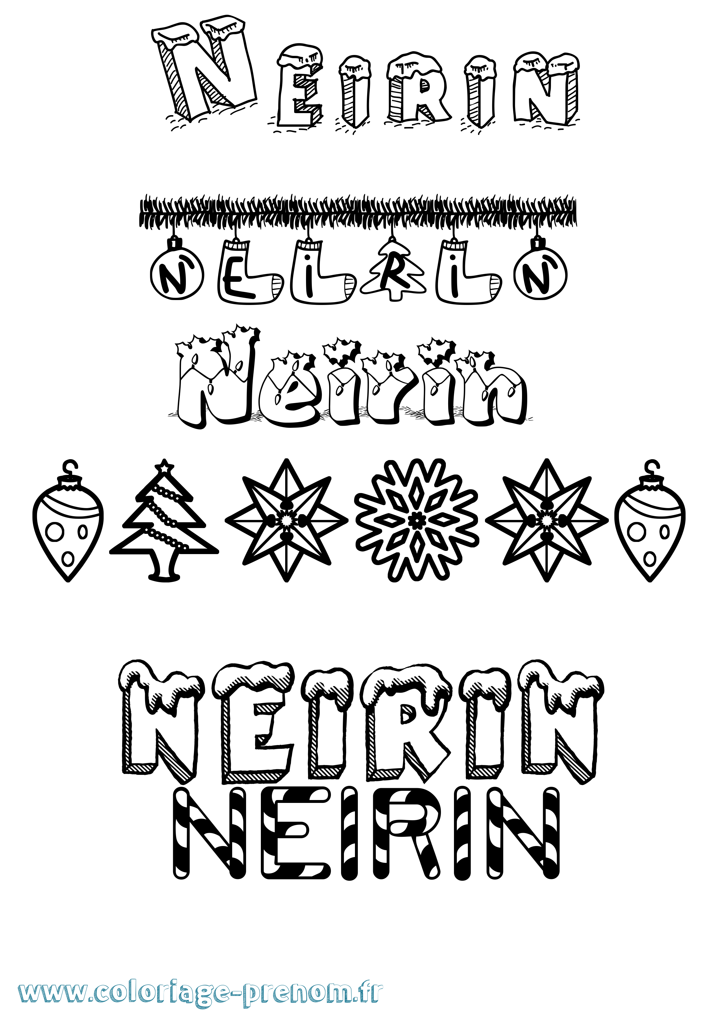 Coloriage Neirin Noël Coloriage prénom Neirin Noël
