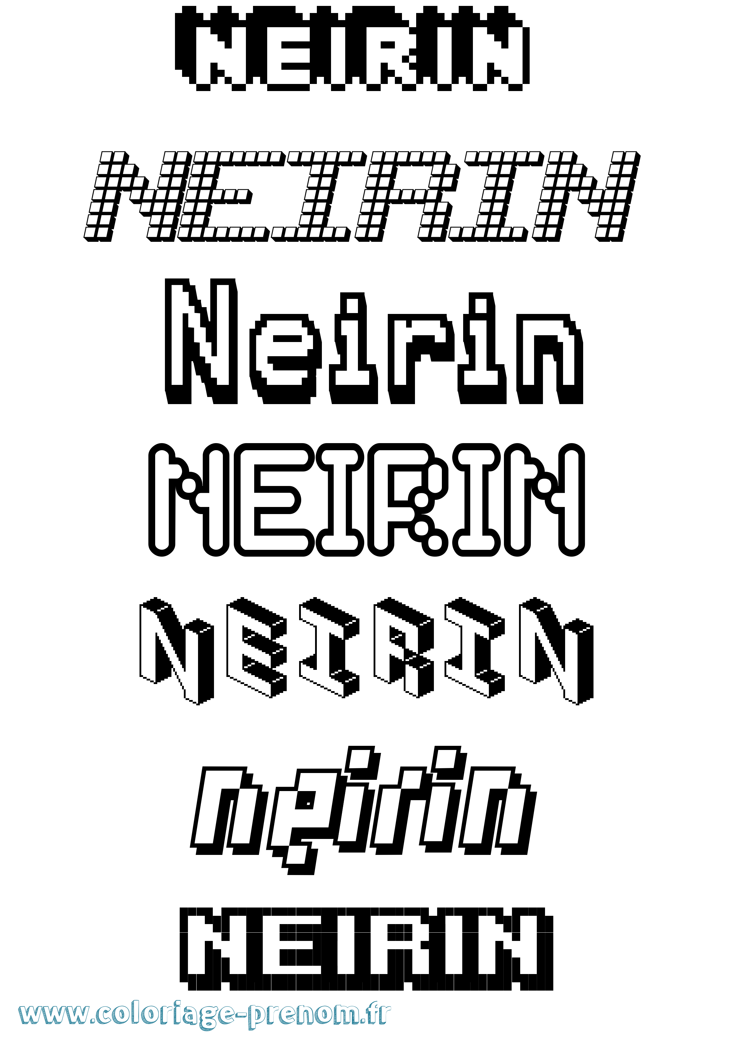 Coloriage Neirin Pixel Coloriage prénom Neirin Pixel