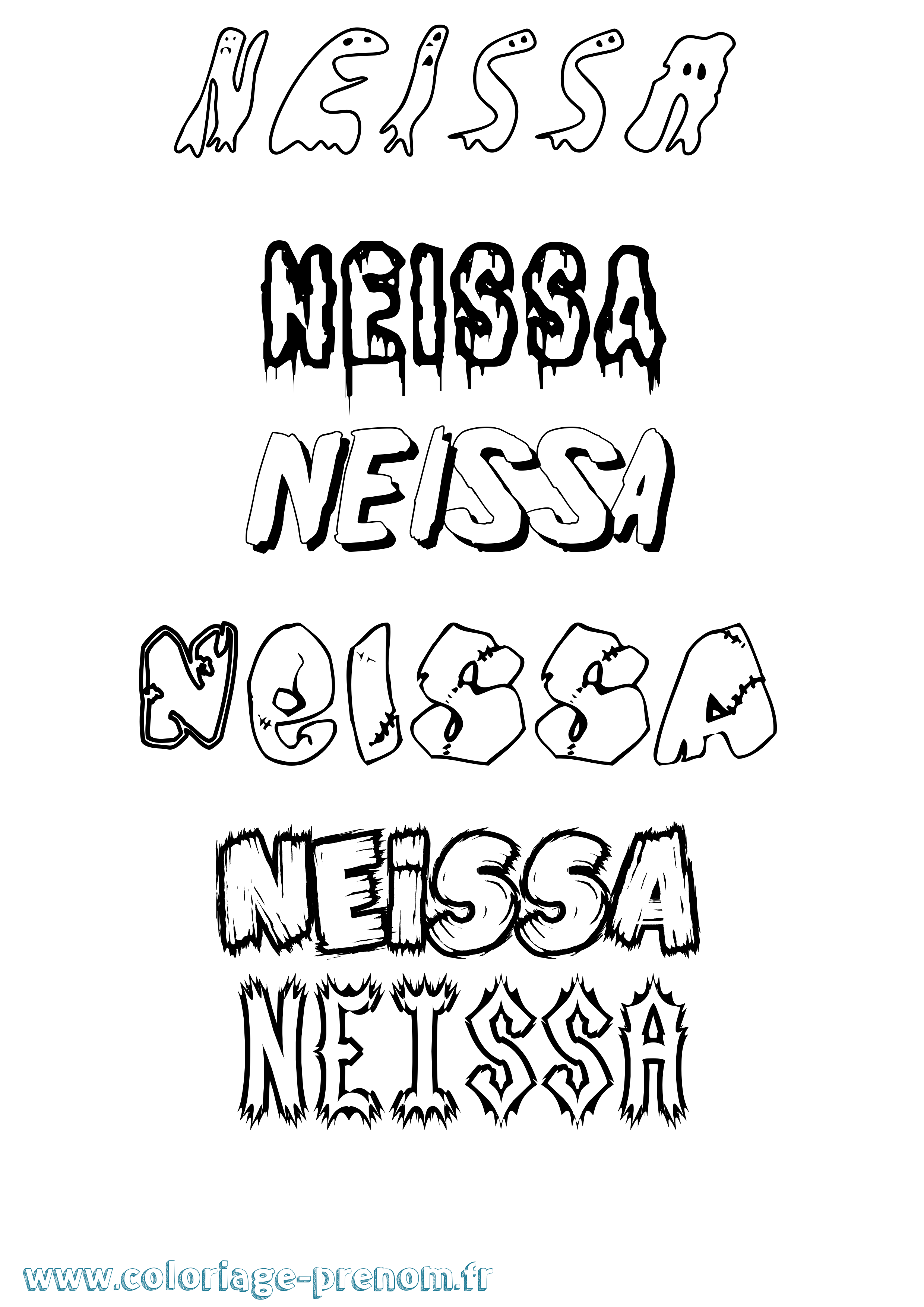 Coloriage prénom Neissa Frisson