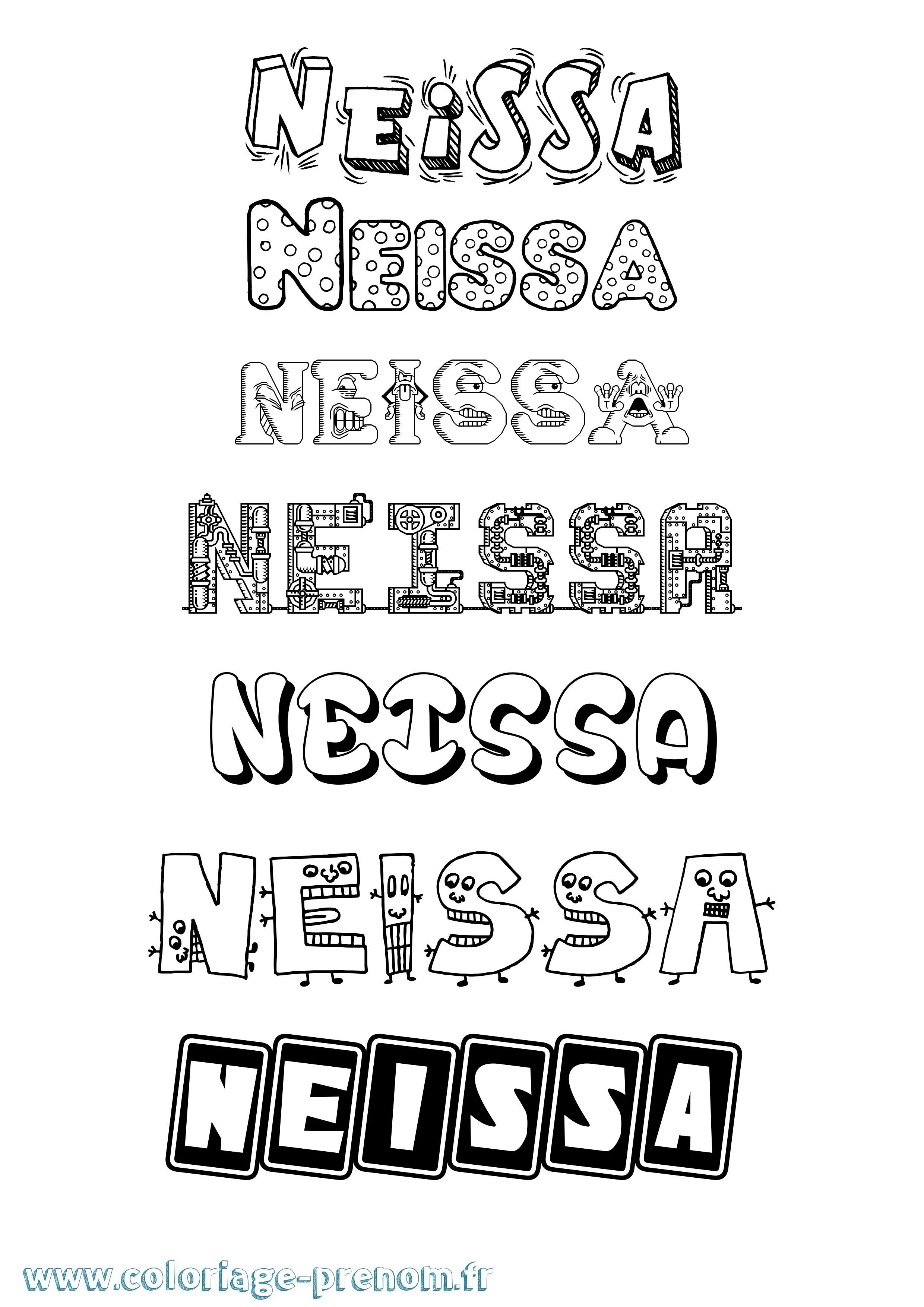 Coloriage prénom Neissa Fun