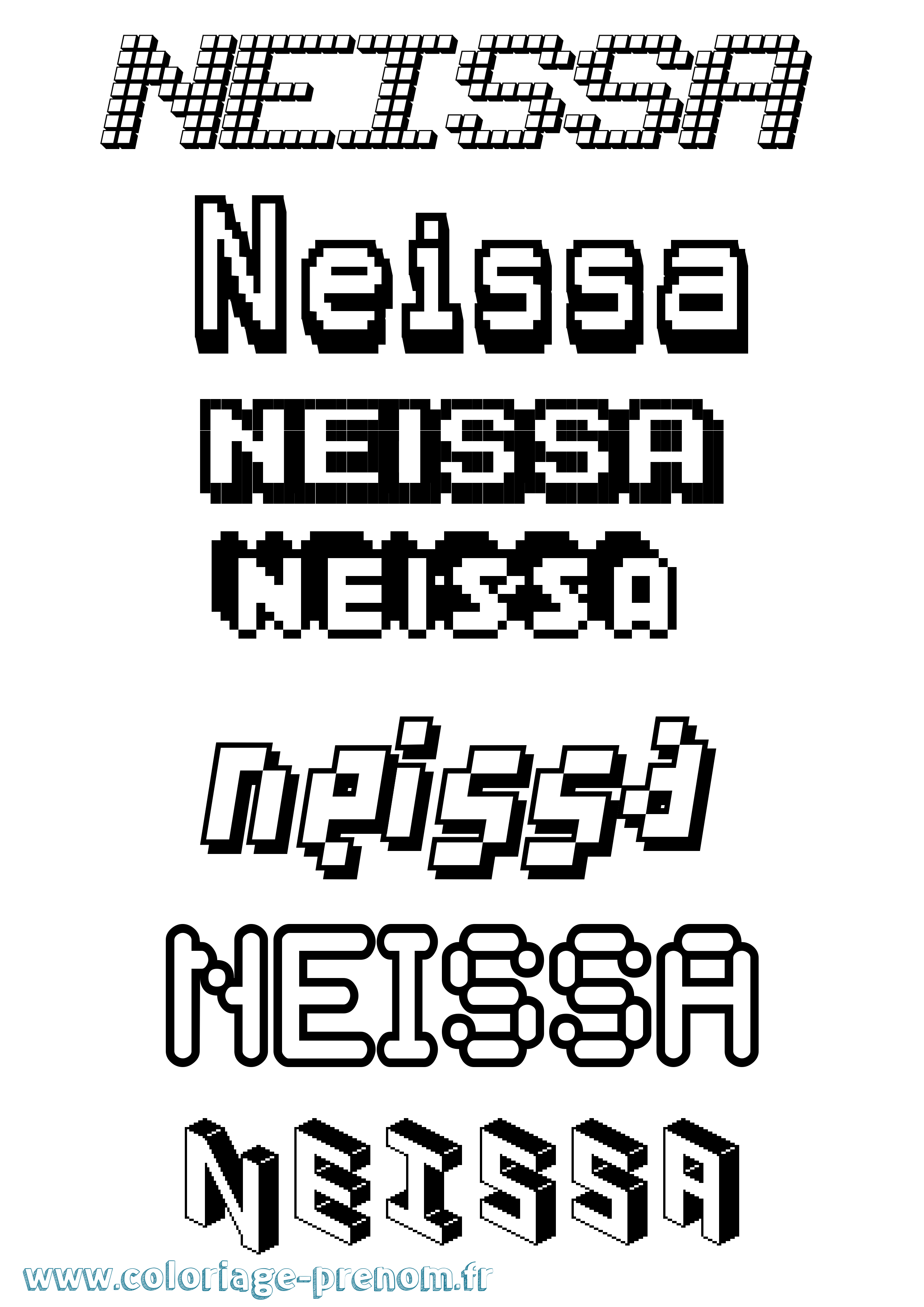 Coloriage prénom Neissa Pixel