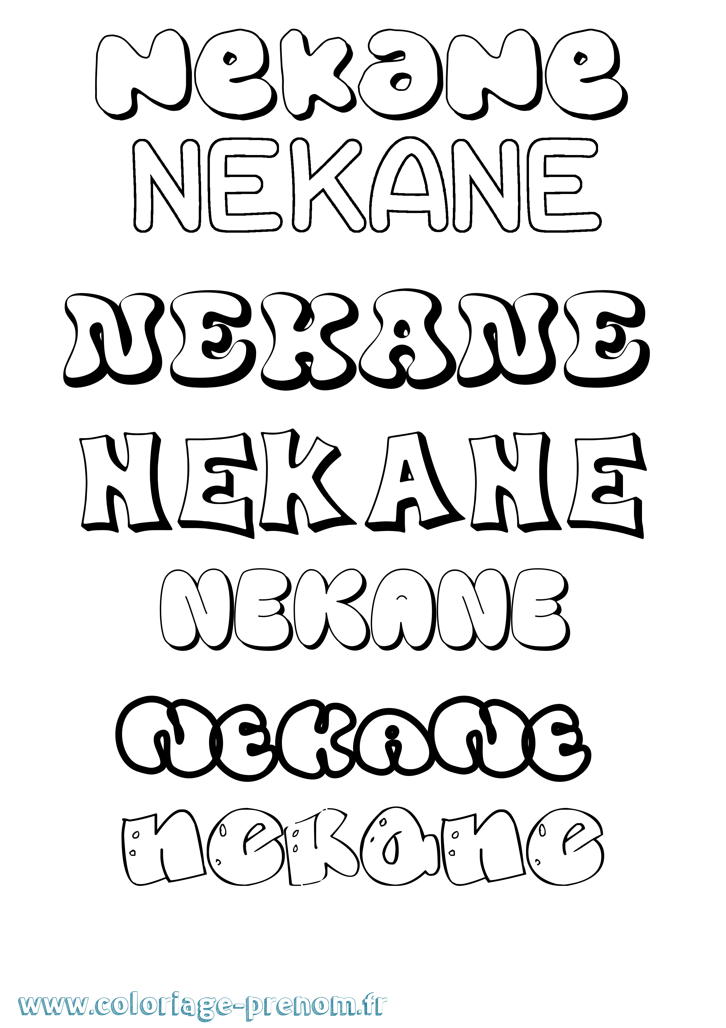 Coloriage prénom Nekane Bubble