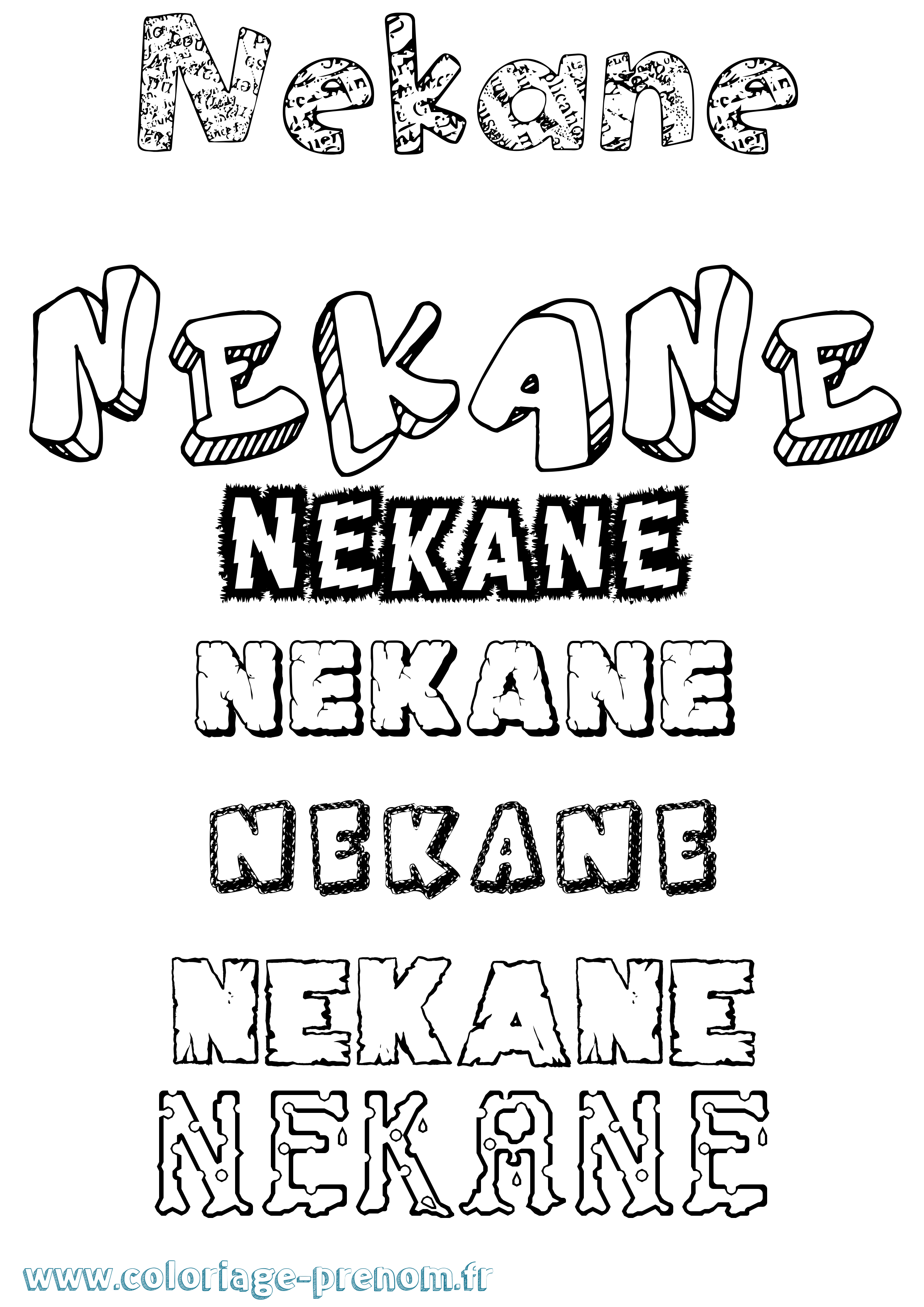 Coloriage Nekane Destructuré Coloriage prénom Nekane Destructuré