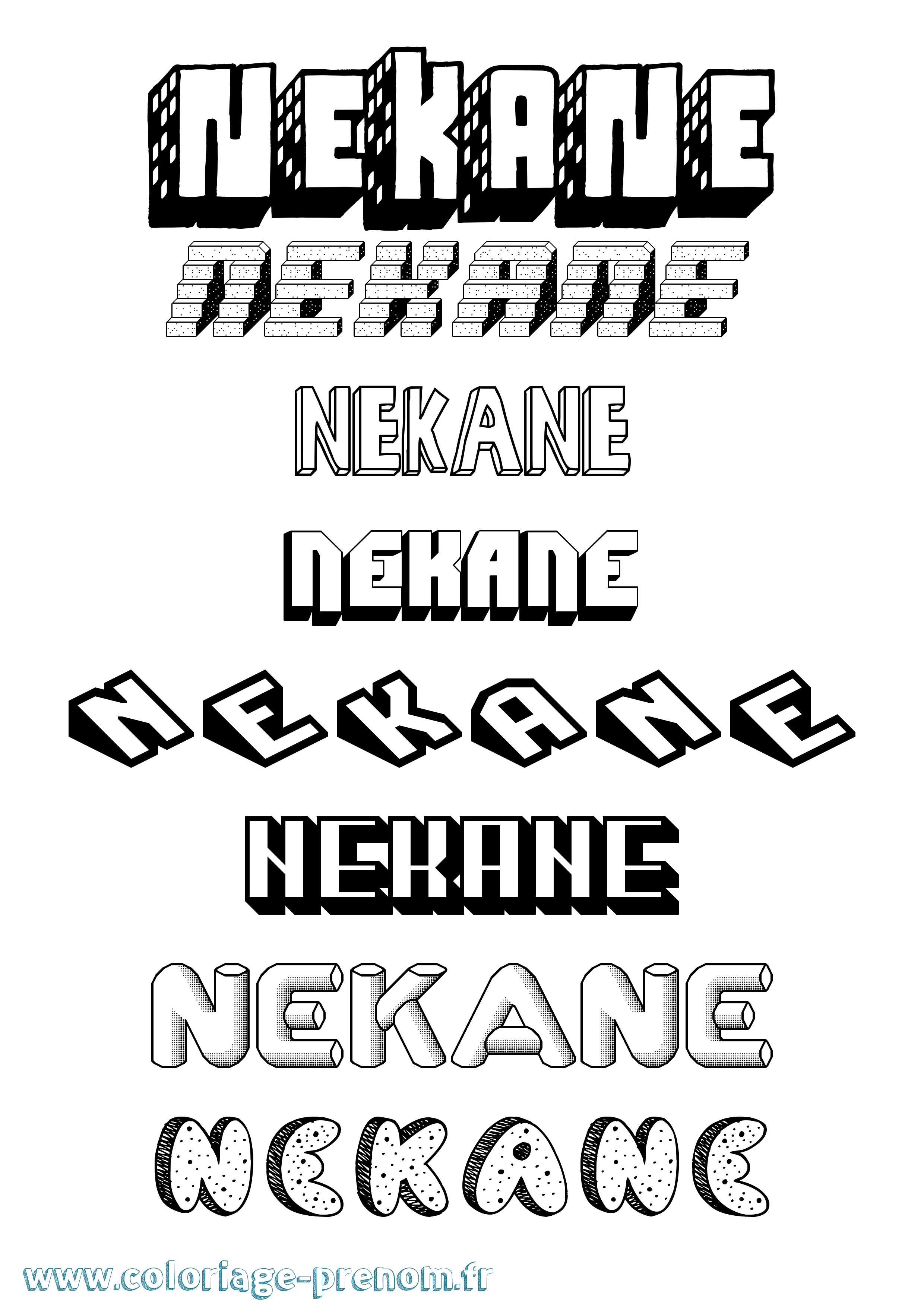 Coloriage Nekane Effet 3D Coloriage prénom Nekane Effet 3D
