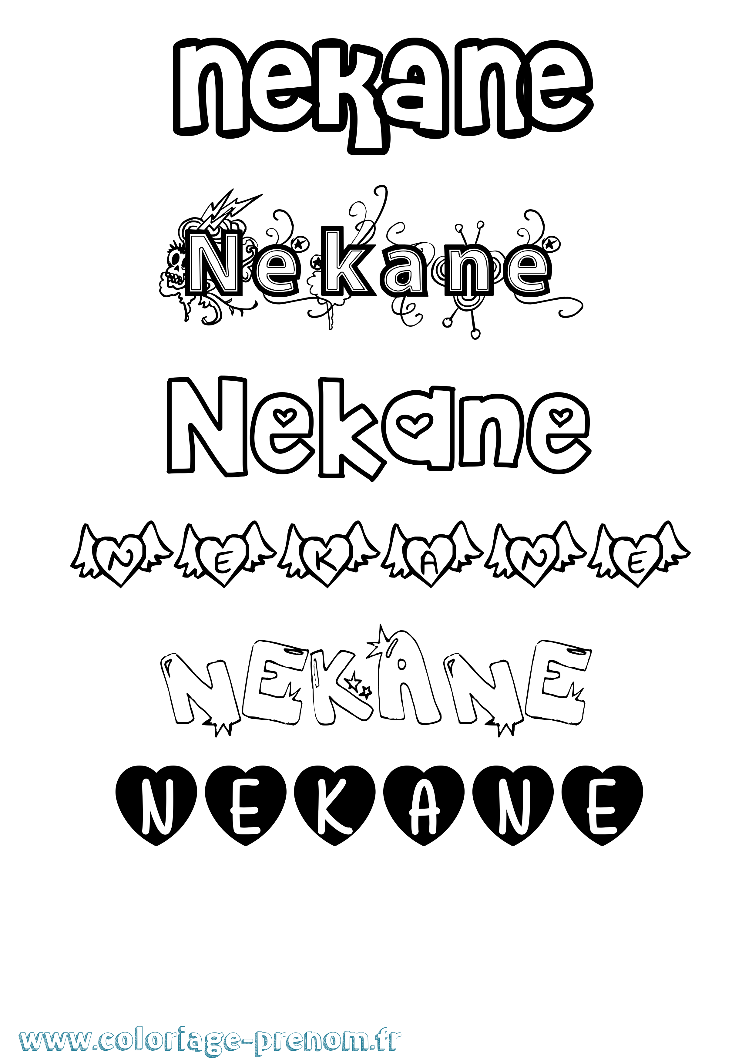 Coloriage prénom Nekane Girly