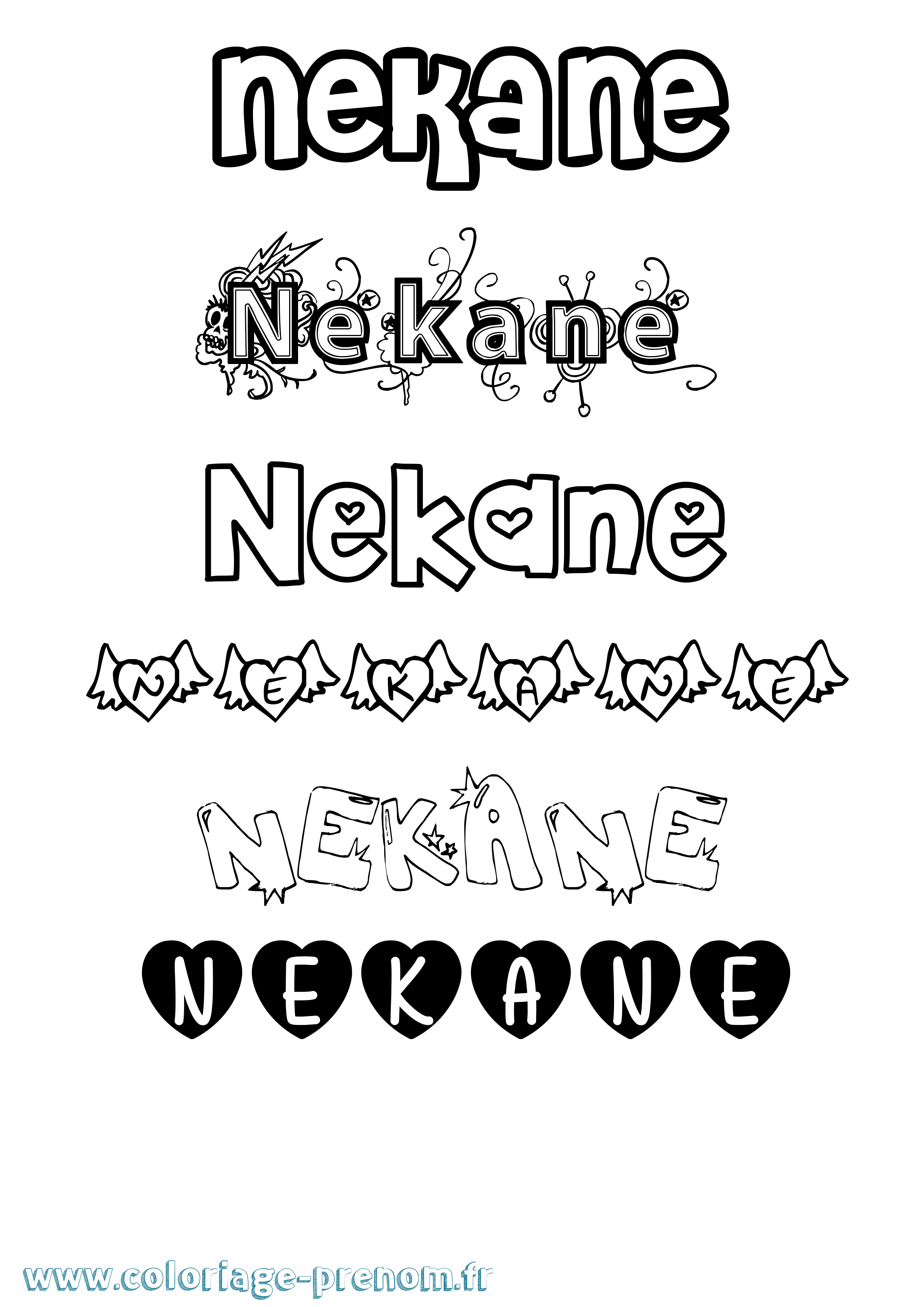 Coloriage Nekane Girly Coloriage prénom Nekane Girly