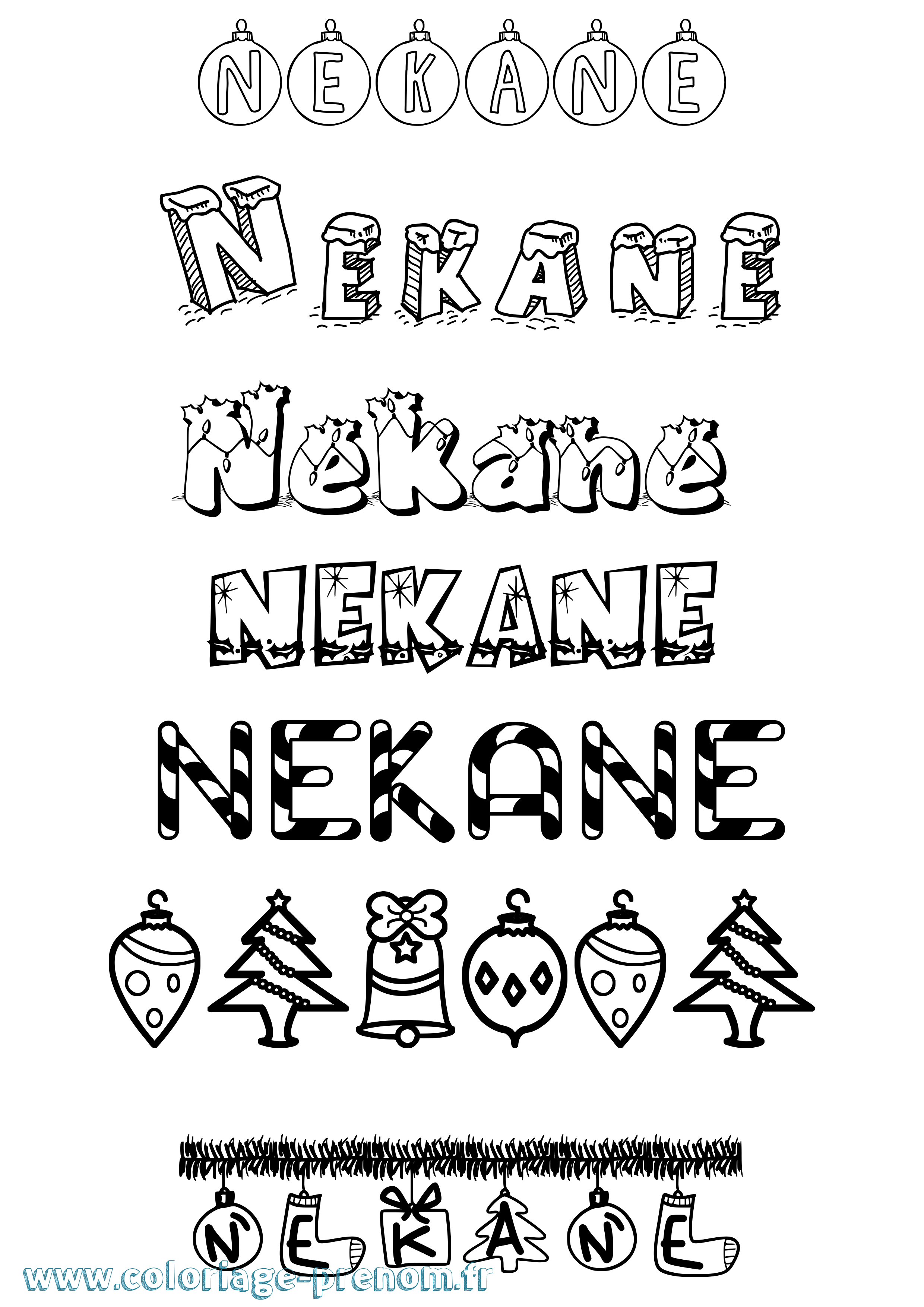 Coloriage Nekane Noël Coloriage prénom Nekane Noël