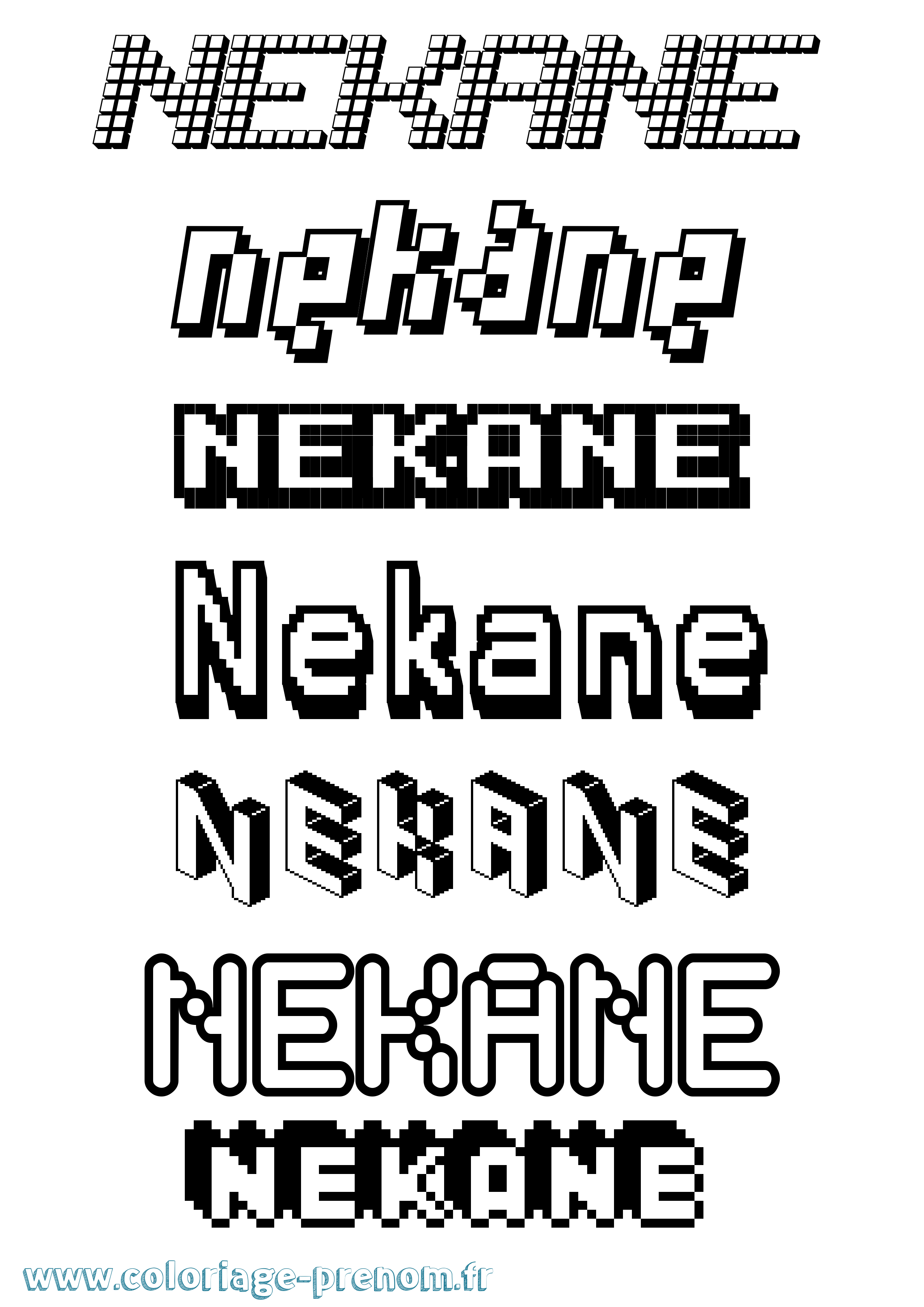 Coloriage Nekane Pixel Coloriage prénom Nekane Pixel