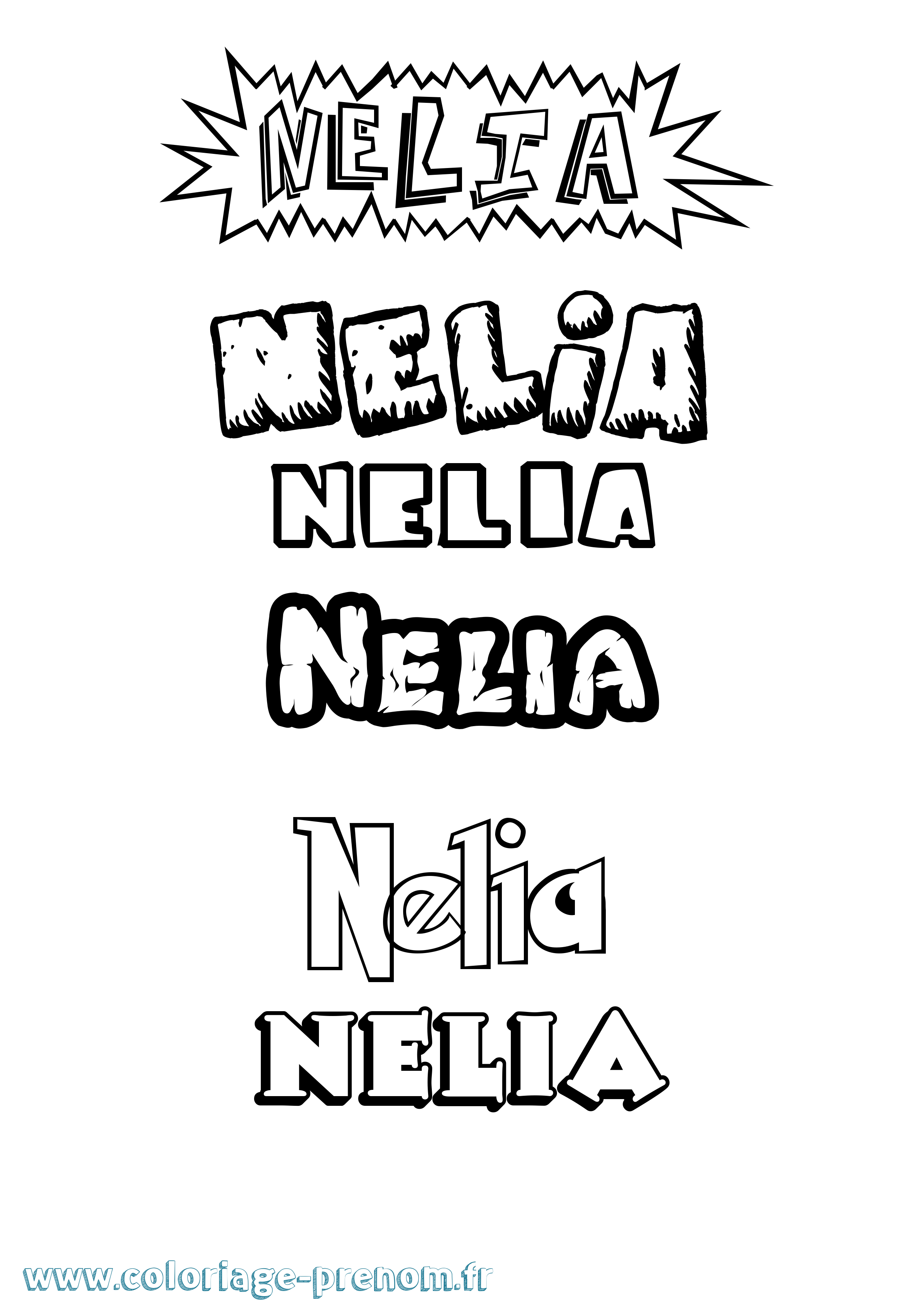 Coloriage Nelia Coloriage prénom Nelia