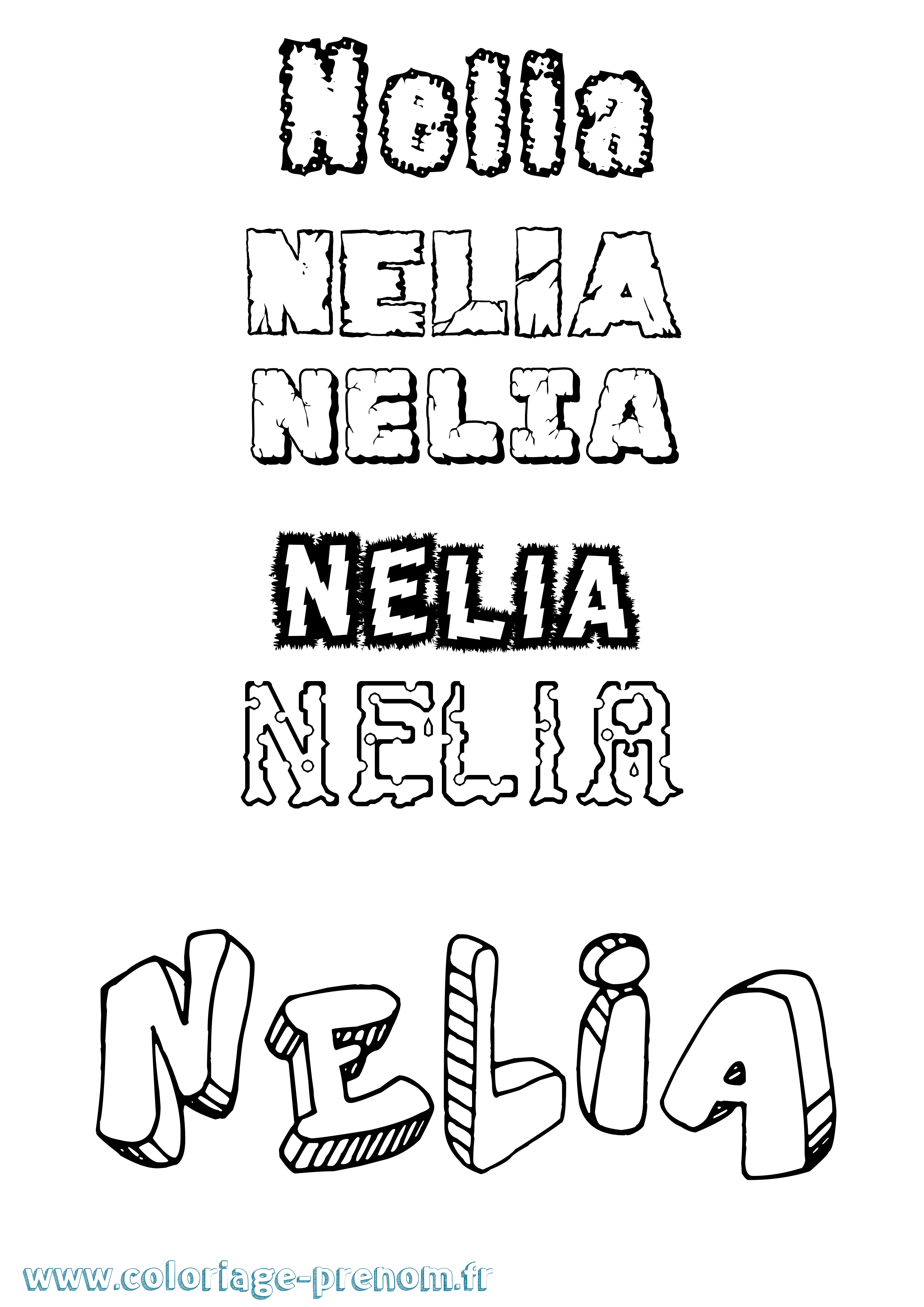 Coloriage Nelia Coloriage prénom Nelia