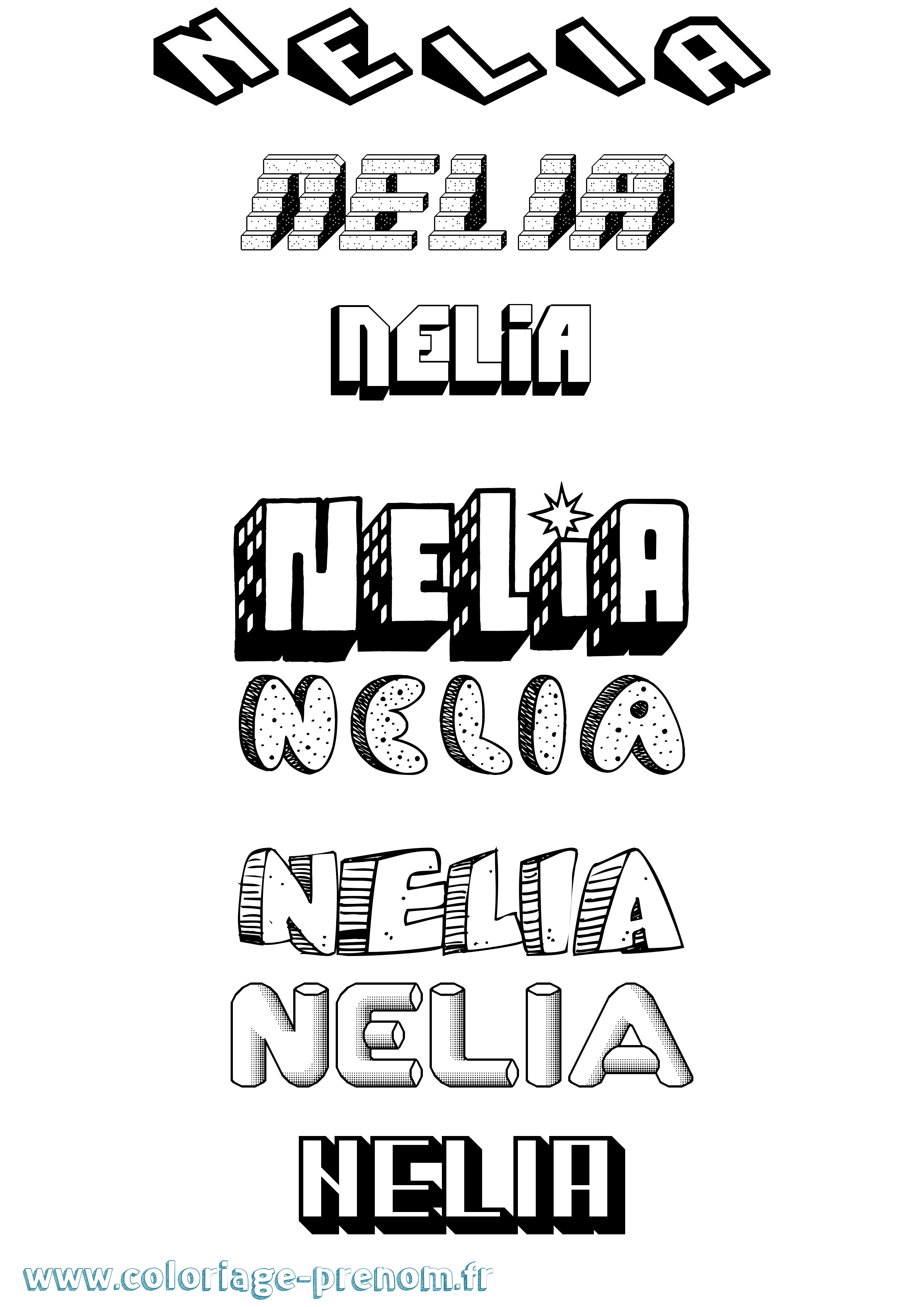 Coloriage Nelia Coloriage prénom Nelia