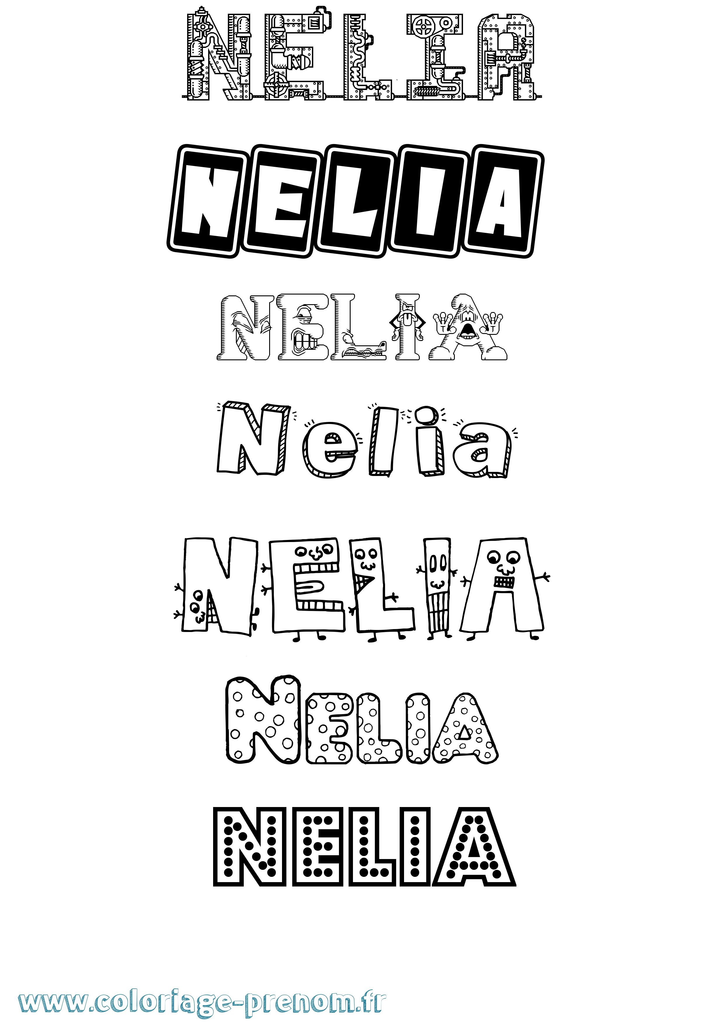Coloriage Nelia Coloriage prénom Nelia