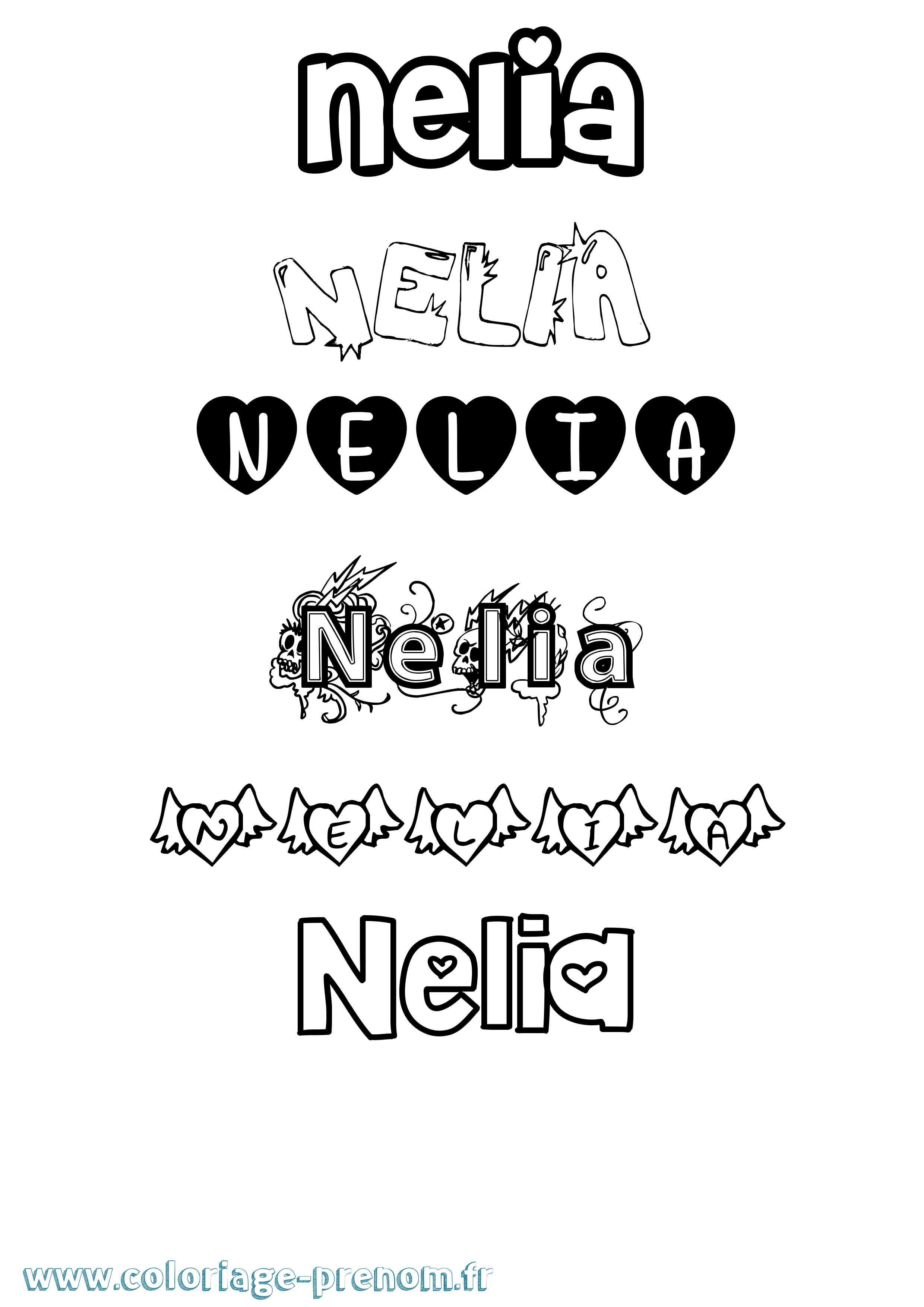 Coloriage Nelia Coloriage prénom Nelia