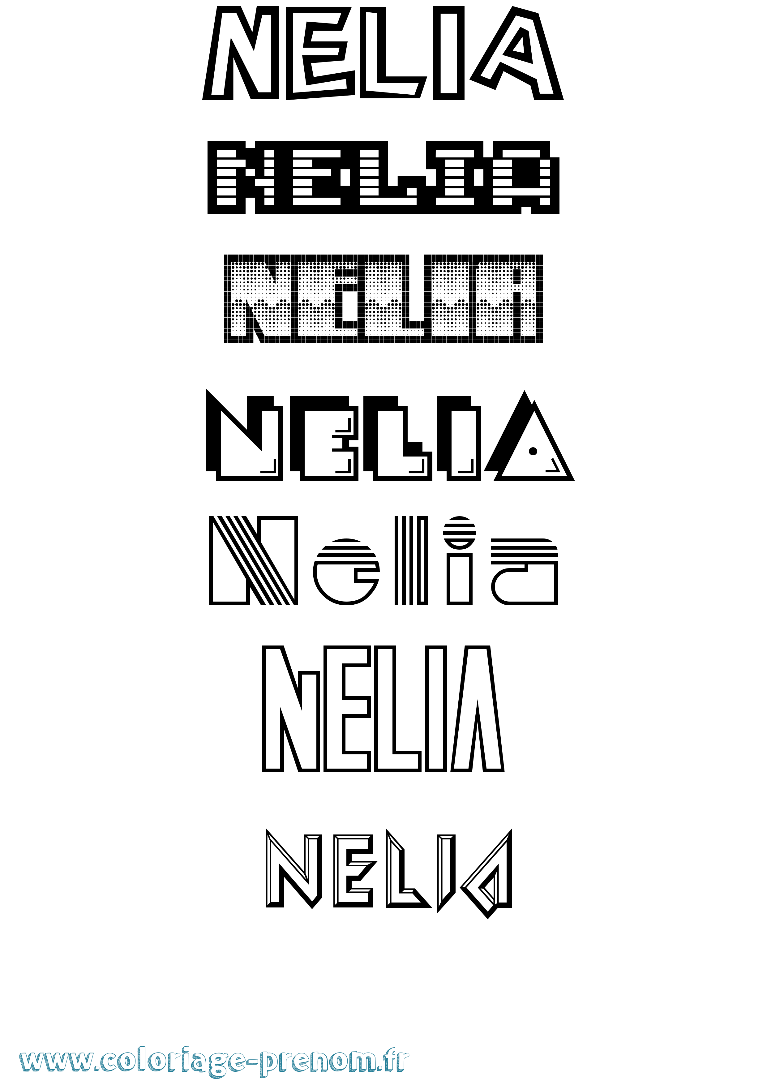 Coloriage Nelia Coloriage prénom Nelia