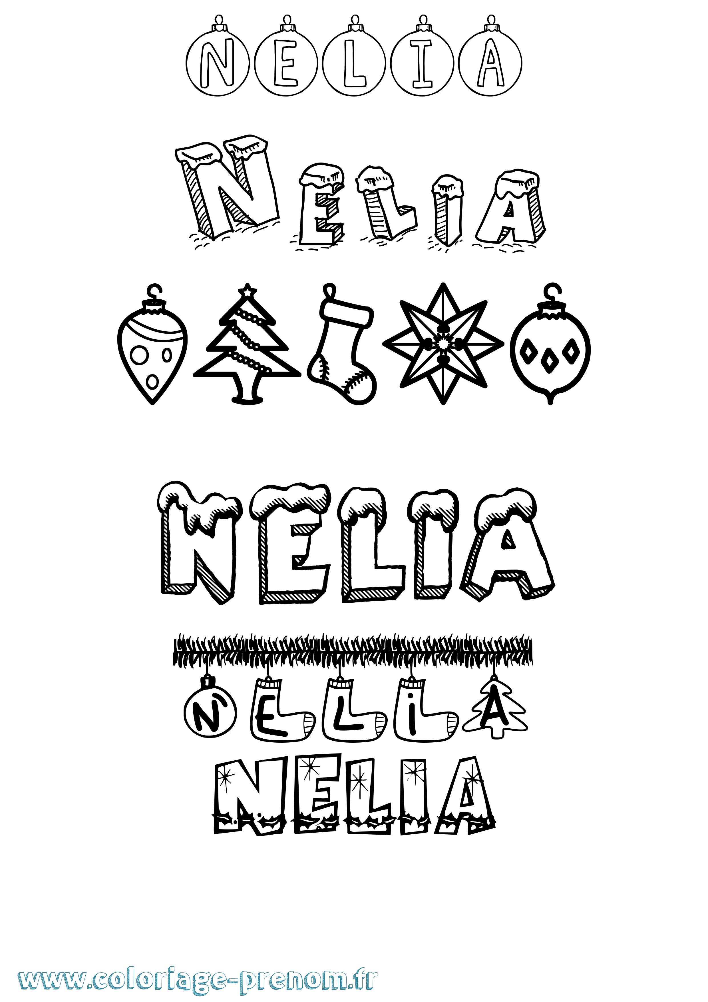 Coloriage Nelia Coloriage prénom Nelia