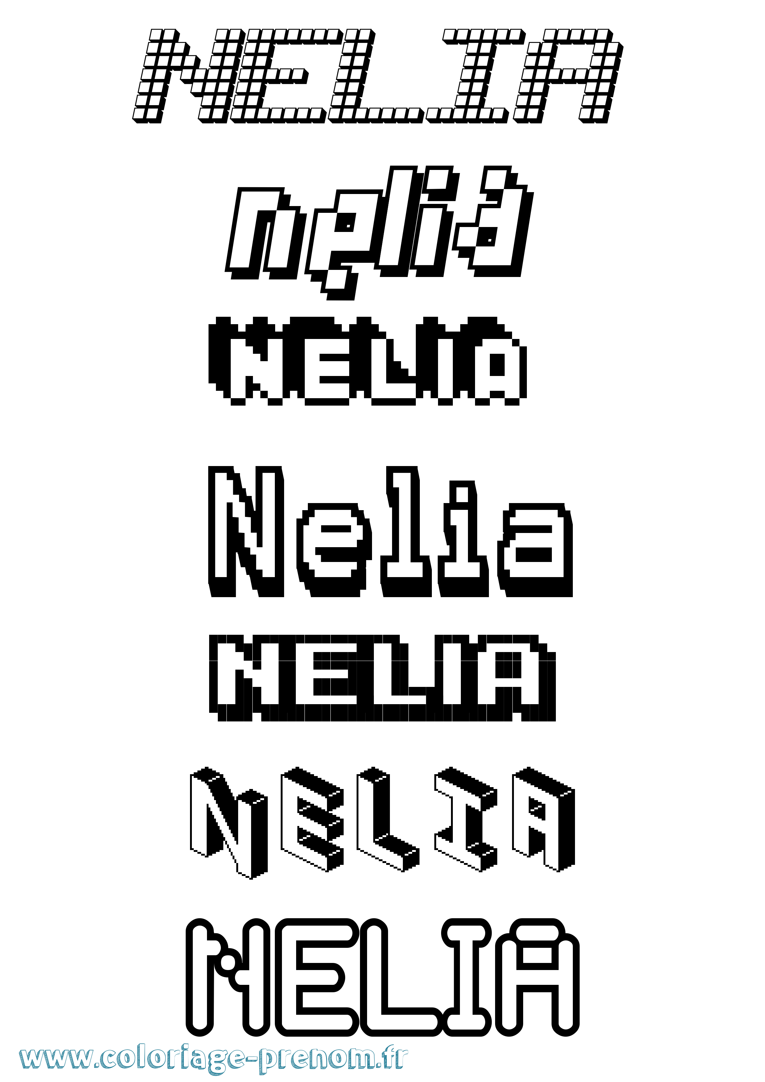 Coloriage Nelia Coloriage prénom Nelia