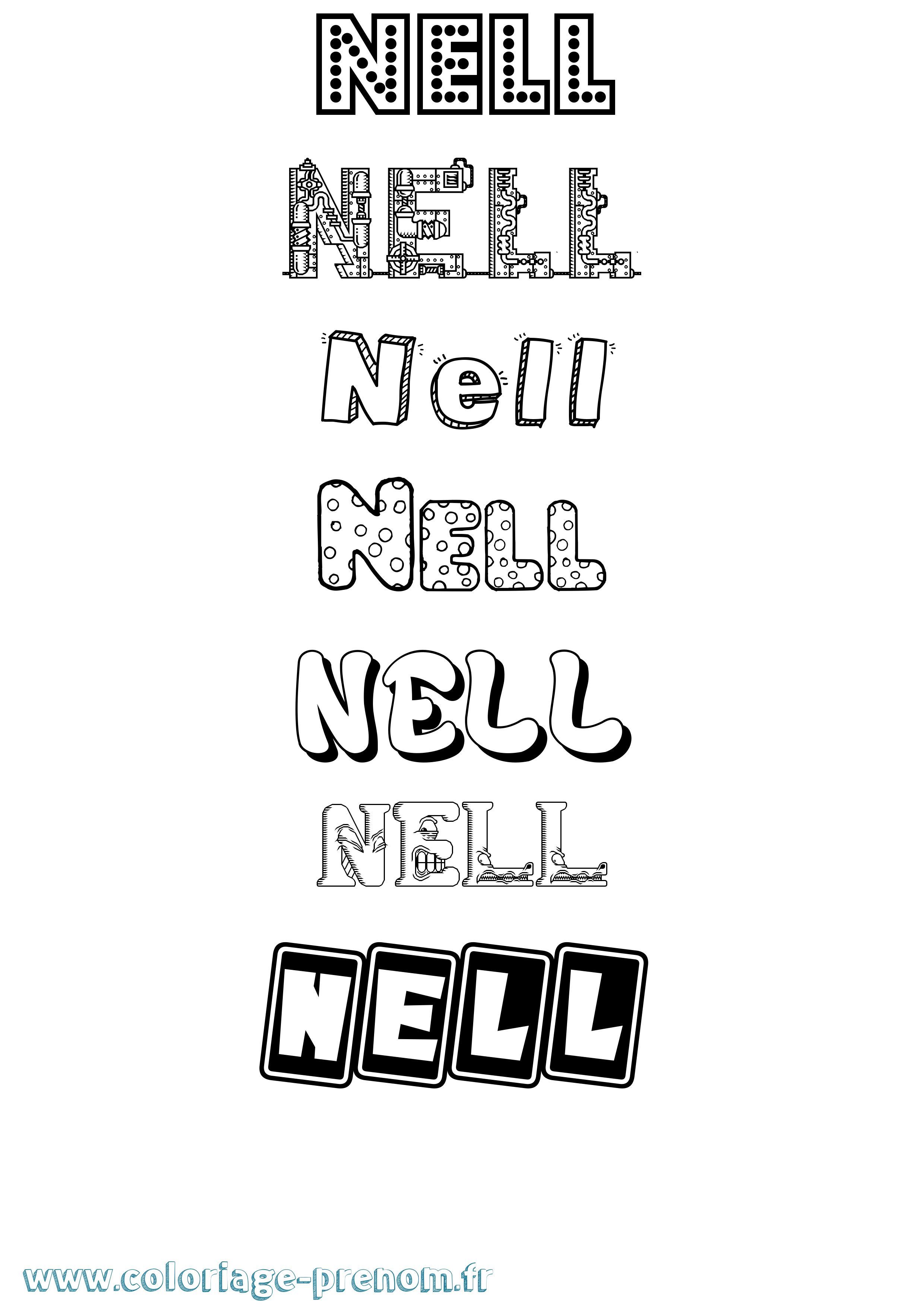 Coloriage Nell Fun Coloriage prénom Nell Fun