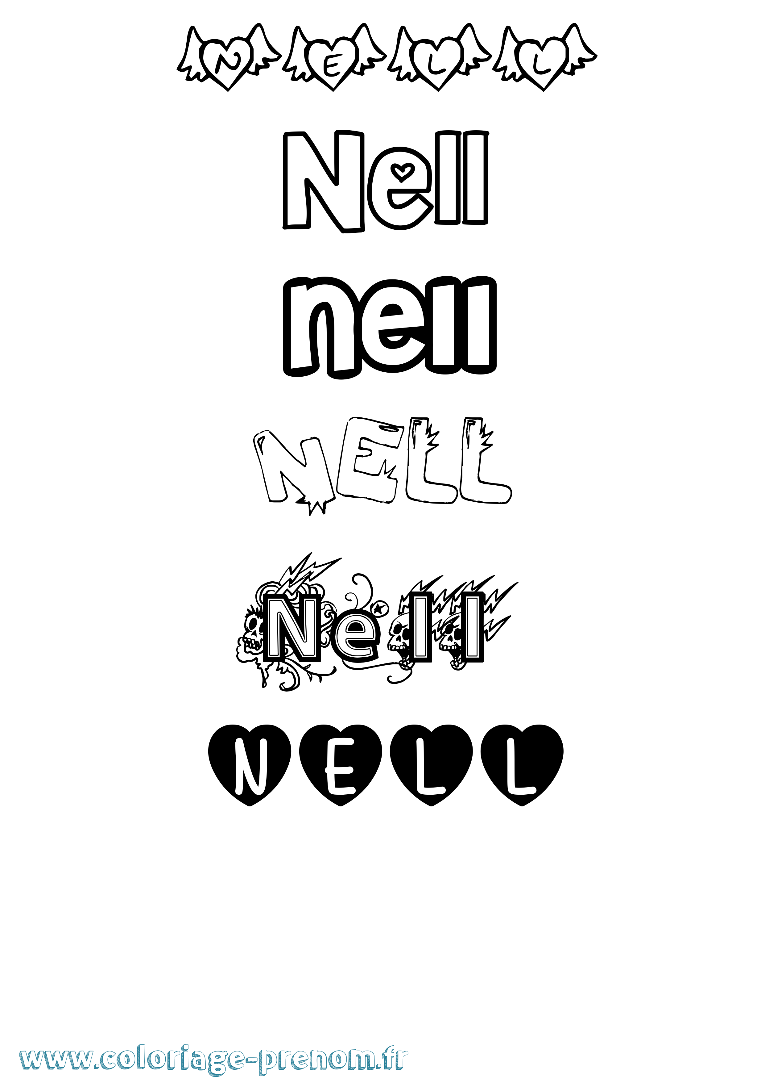 Coloriage prénom Nell Girly