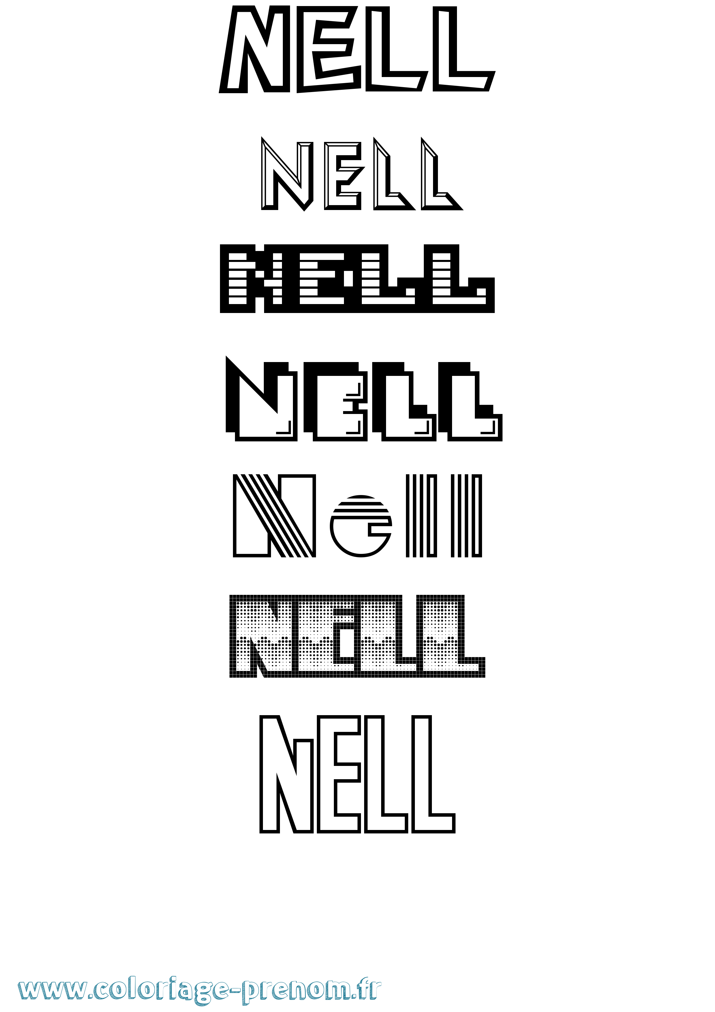Coloriage prénom Nell