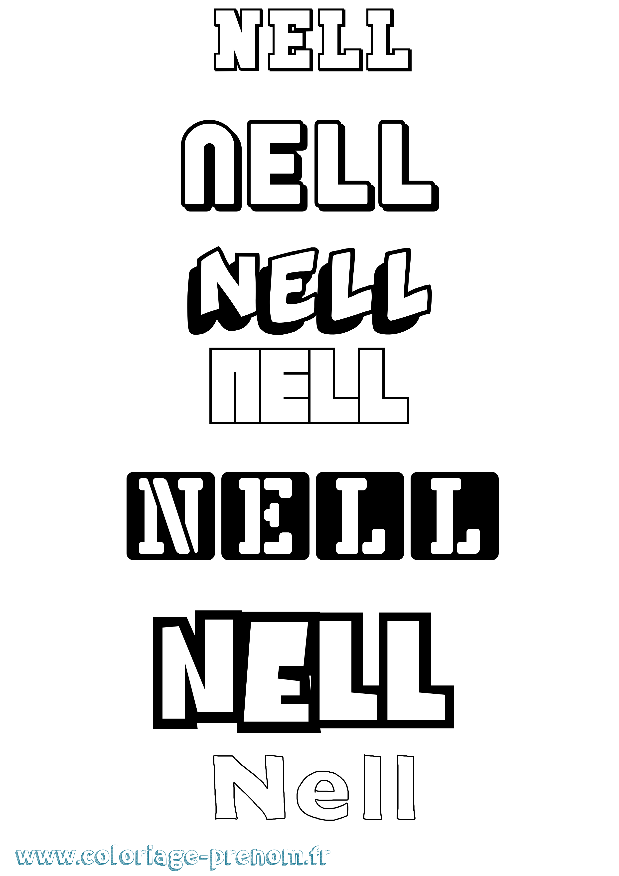 Coloriage Nell Simple Coloriage prénom Nell Simple