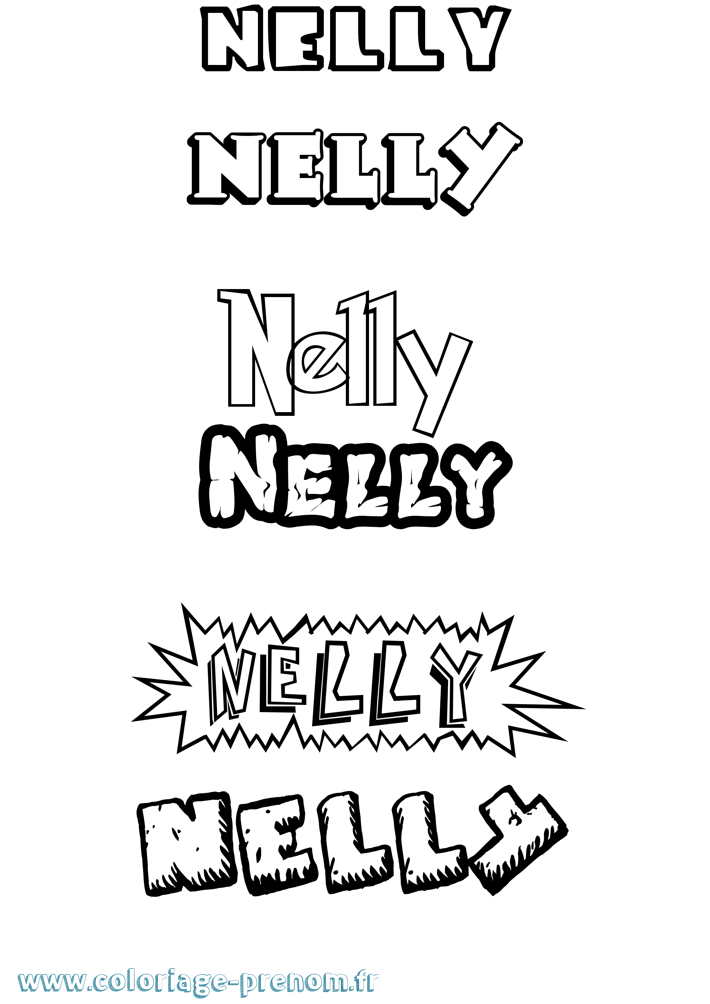 Coloriage Nelly Dessin Animé Coloriage prénom Nelly Dessin Animé