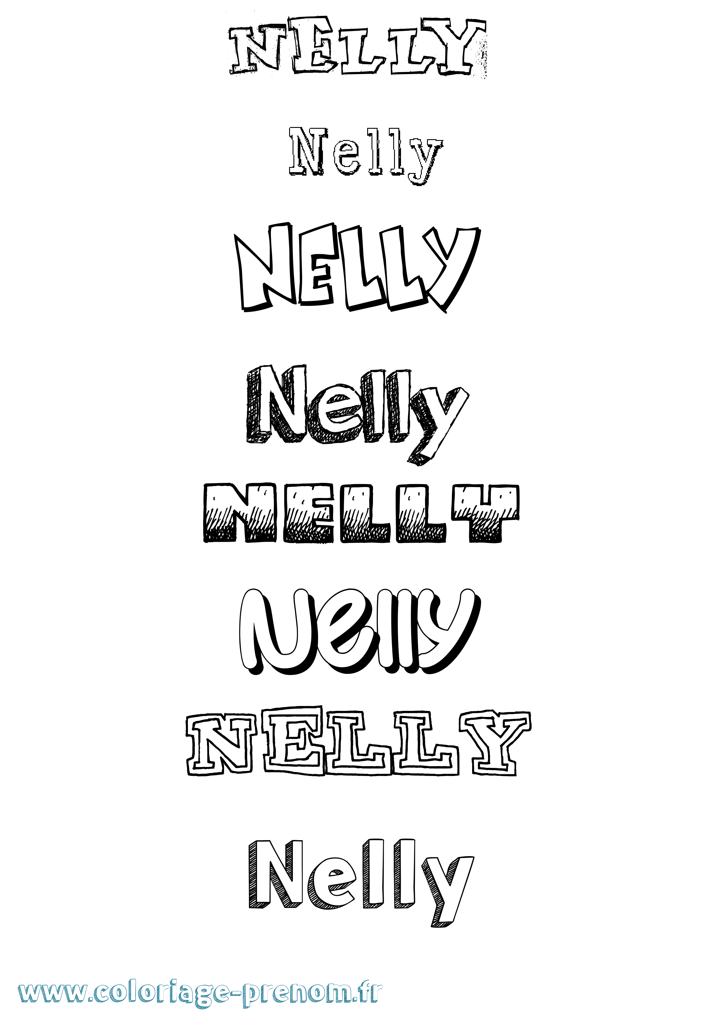 Coloriage Nelly Dessiné Coloriage prénom Nelly Dessiné
