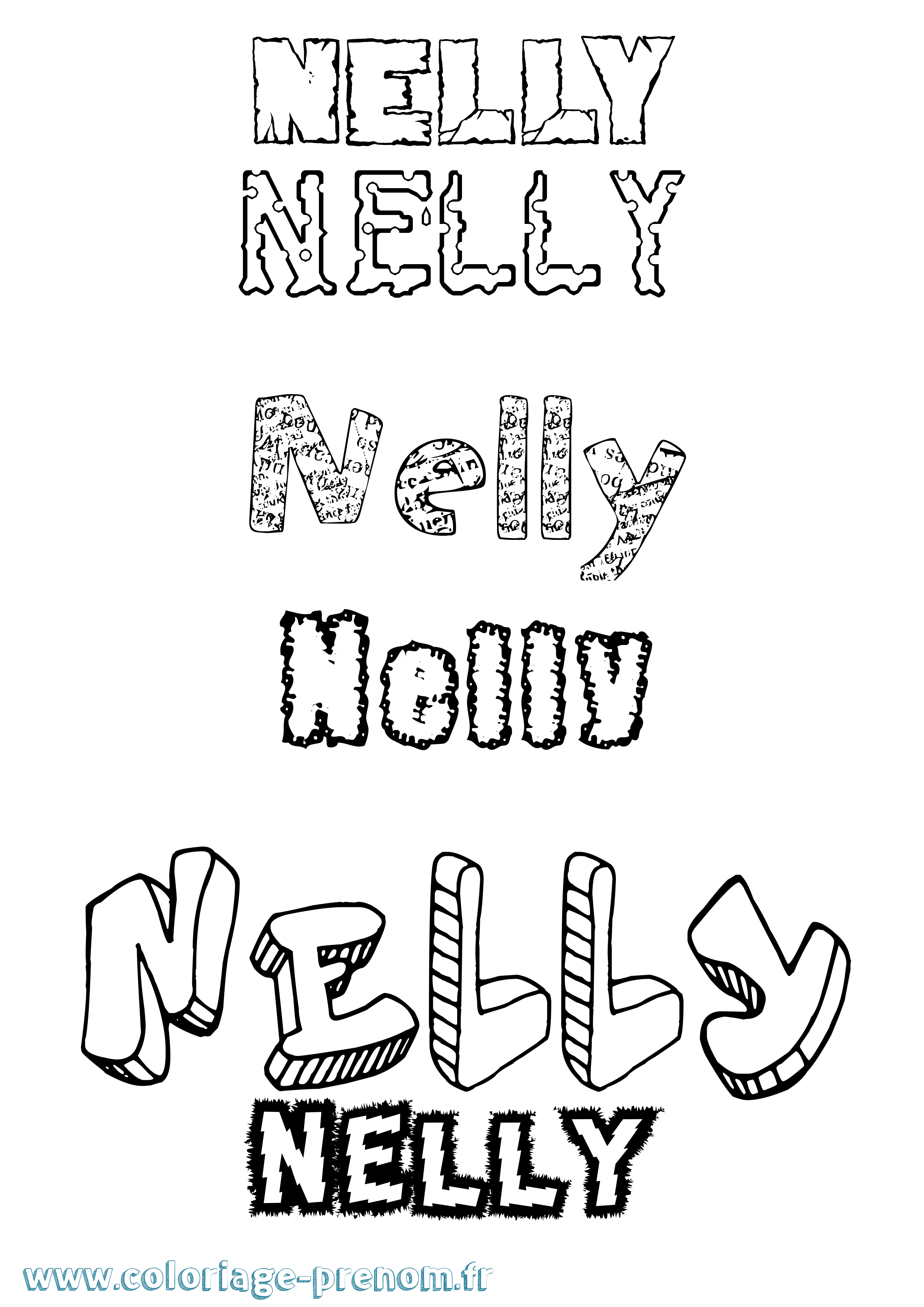 Coloriage prénom Nelly Destructuré