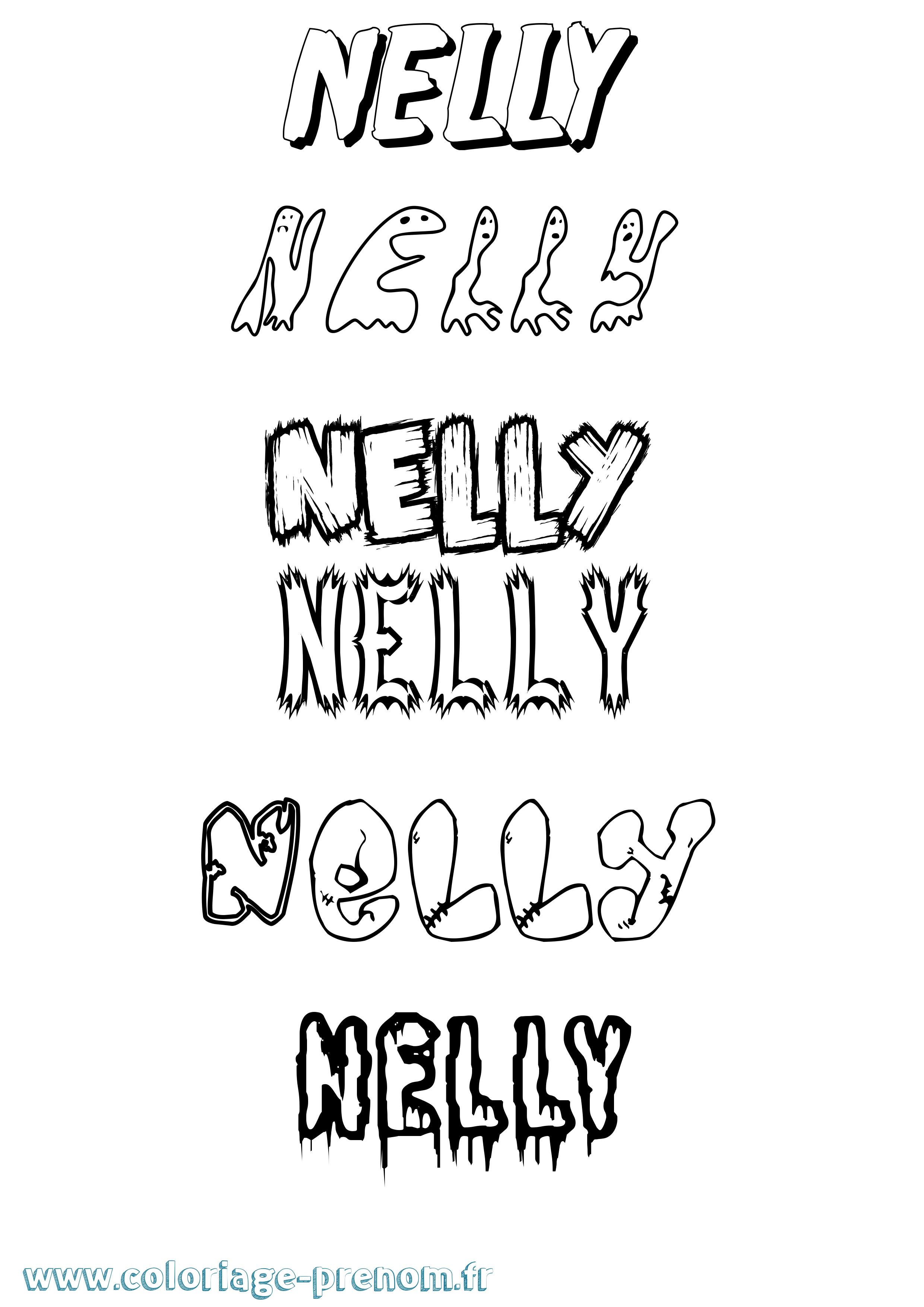 Coloriage prénom Nelly Frisson