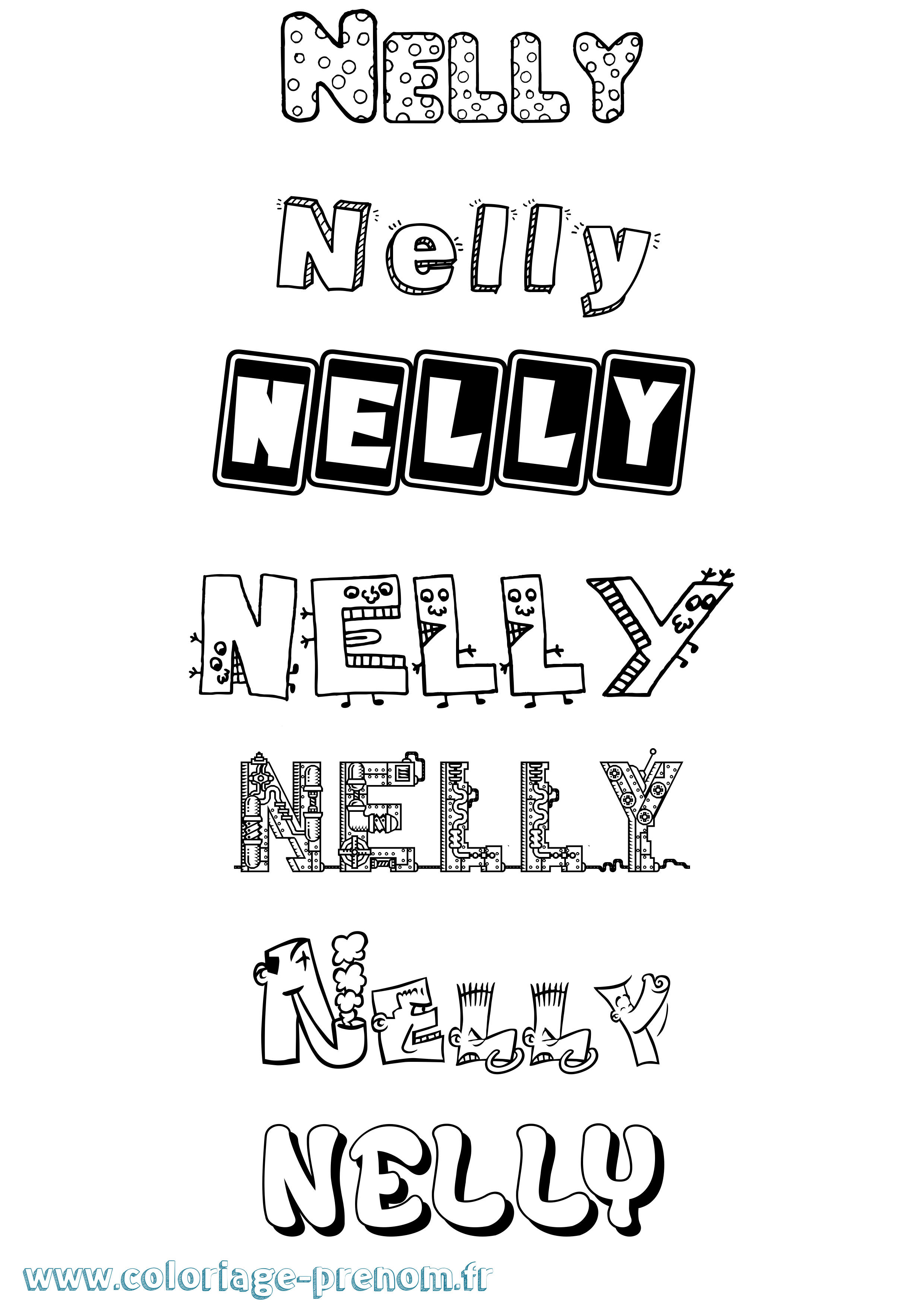 Coloriage prénom Nelly Fun