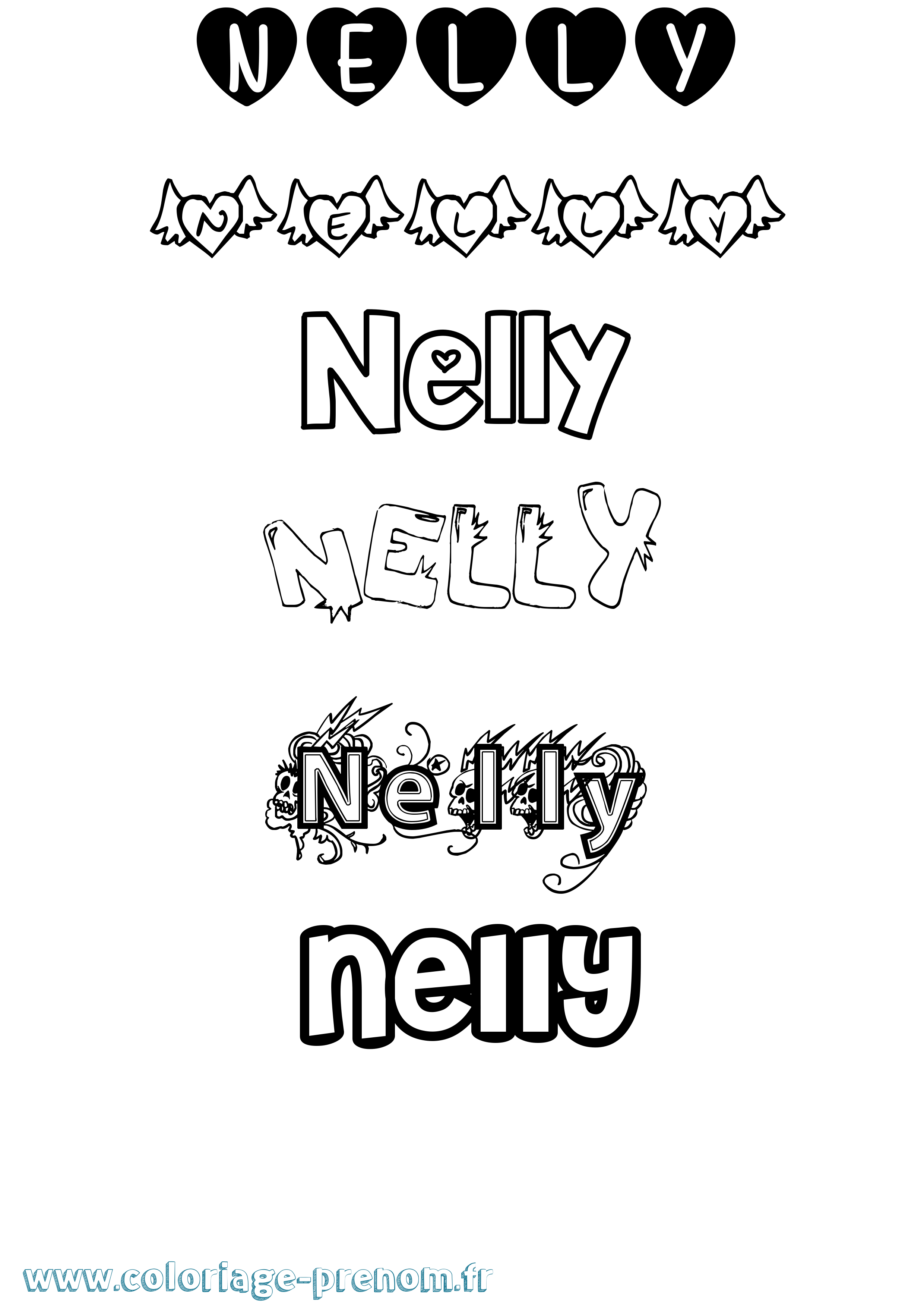 Coloriage Nelly Girly Coloriage prénom Nelly Girly