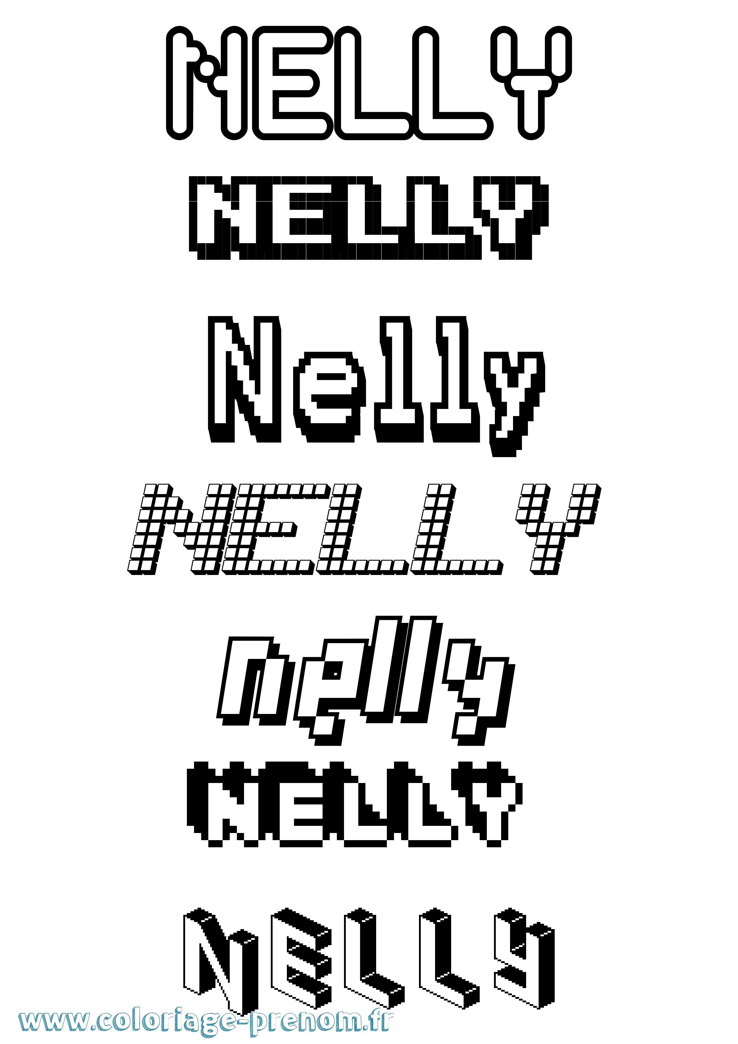 Coloriage Nelly Pixel Coloriage prénom Nelly Pixel