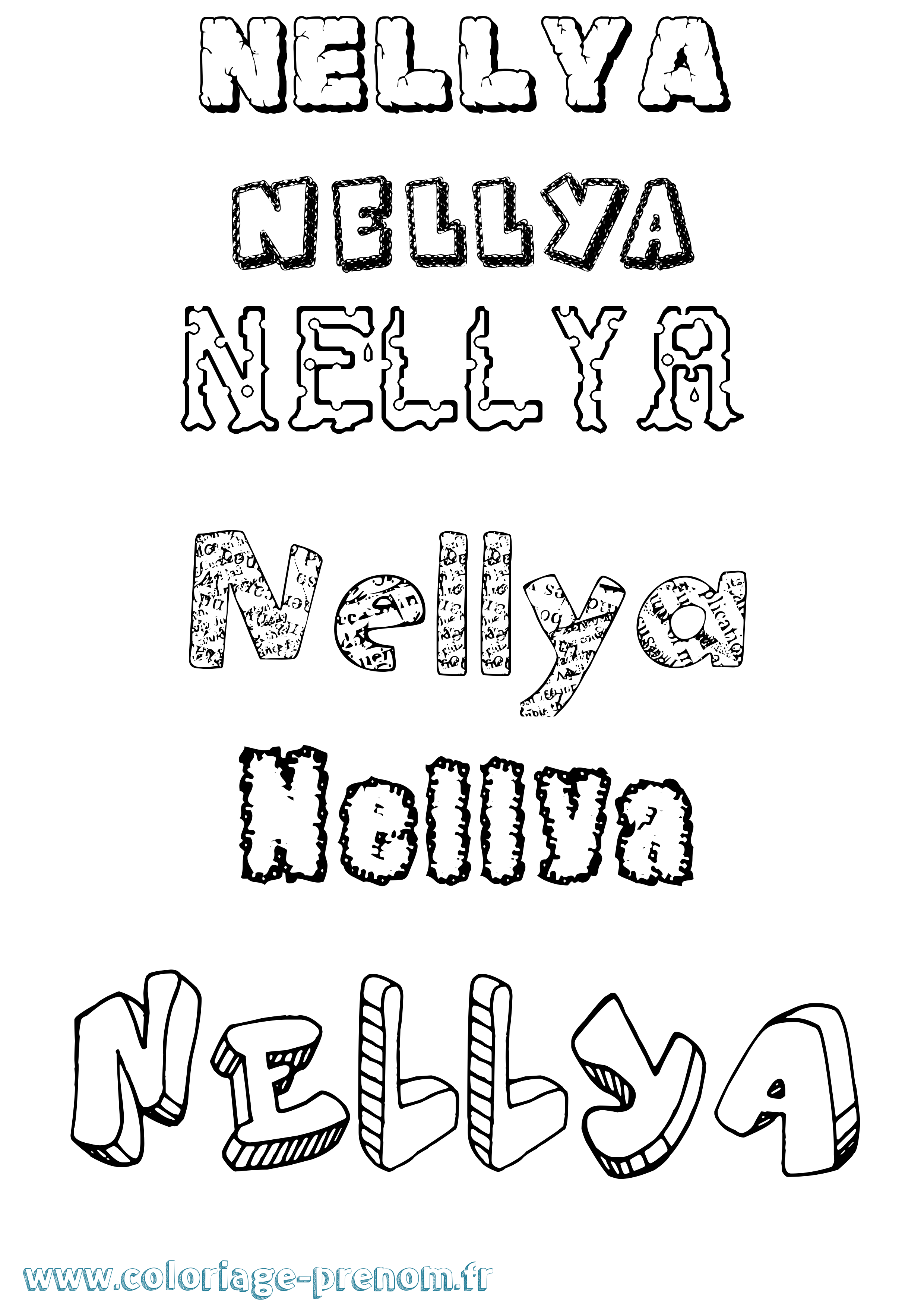 Coloriage prénom Nellya Destructuré
