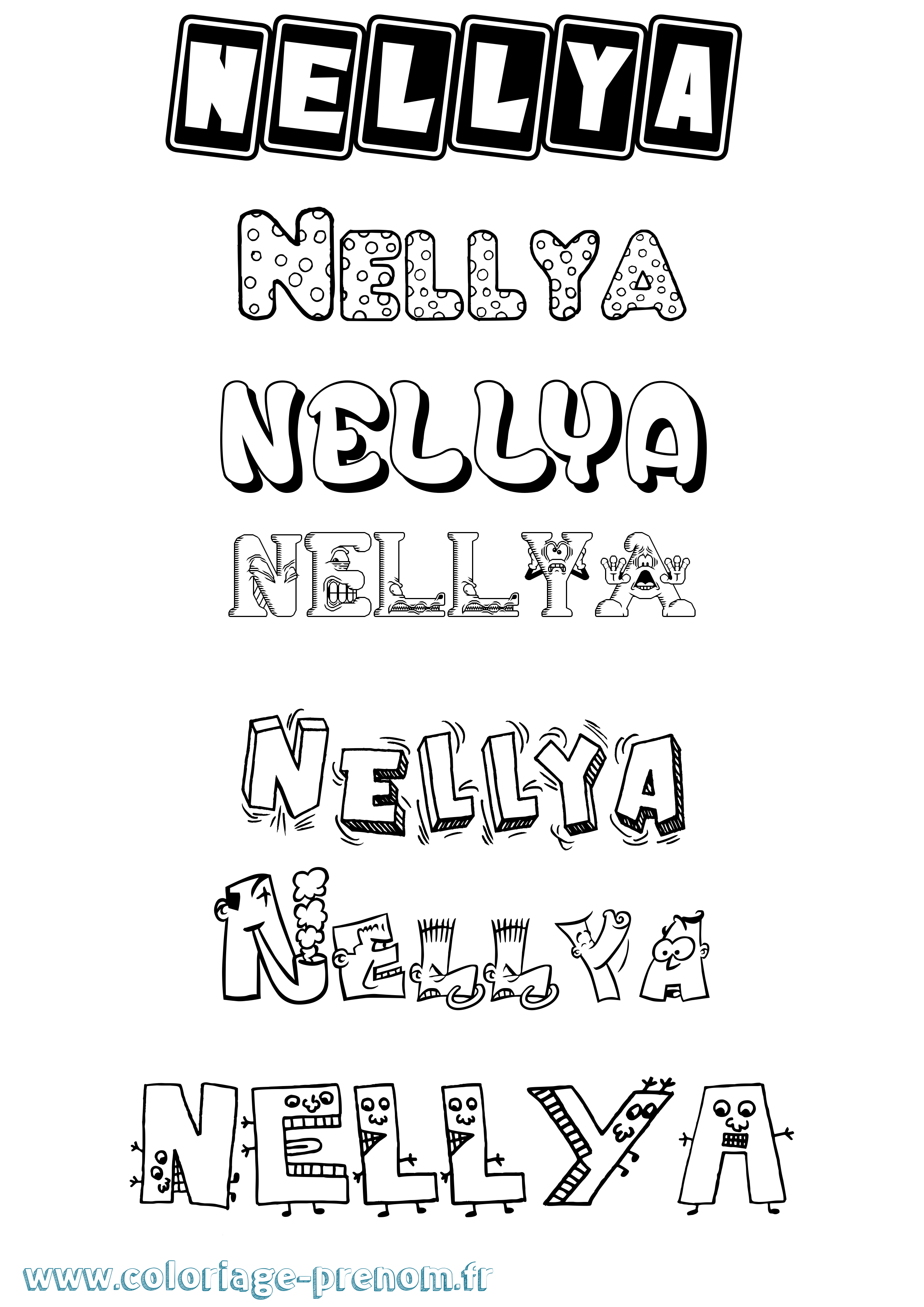 Coloriage prénom Nellya Fun