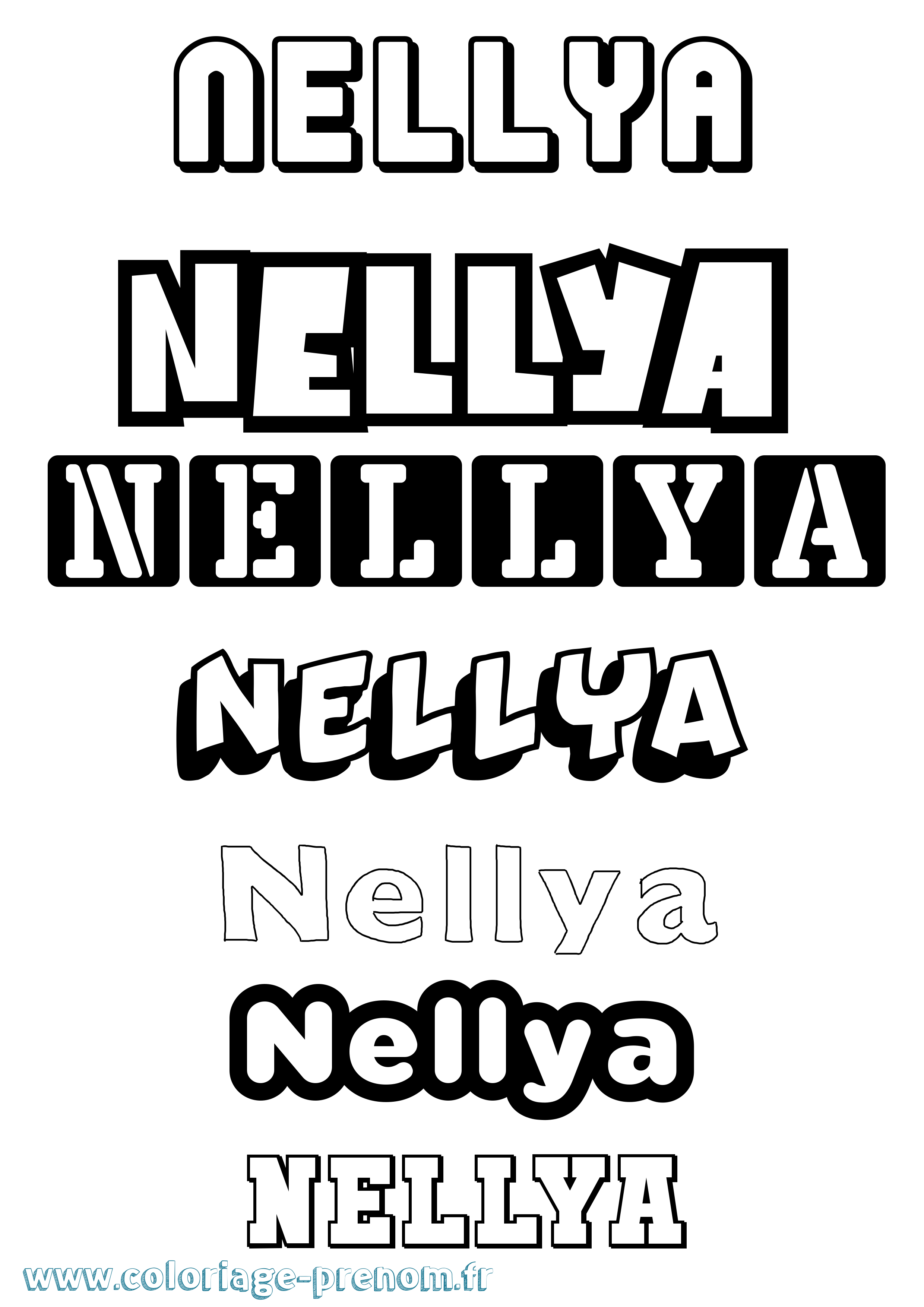Coloriage prénom Nellya Simple