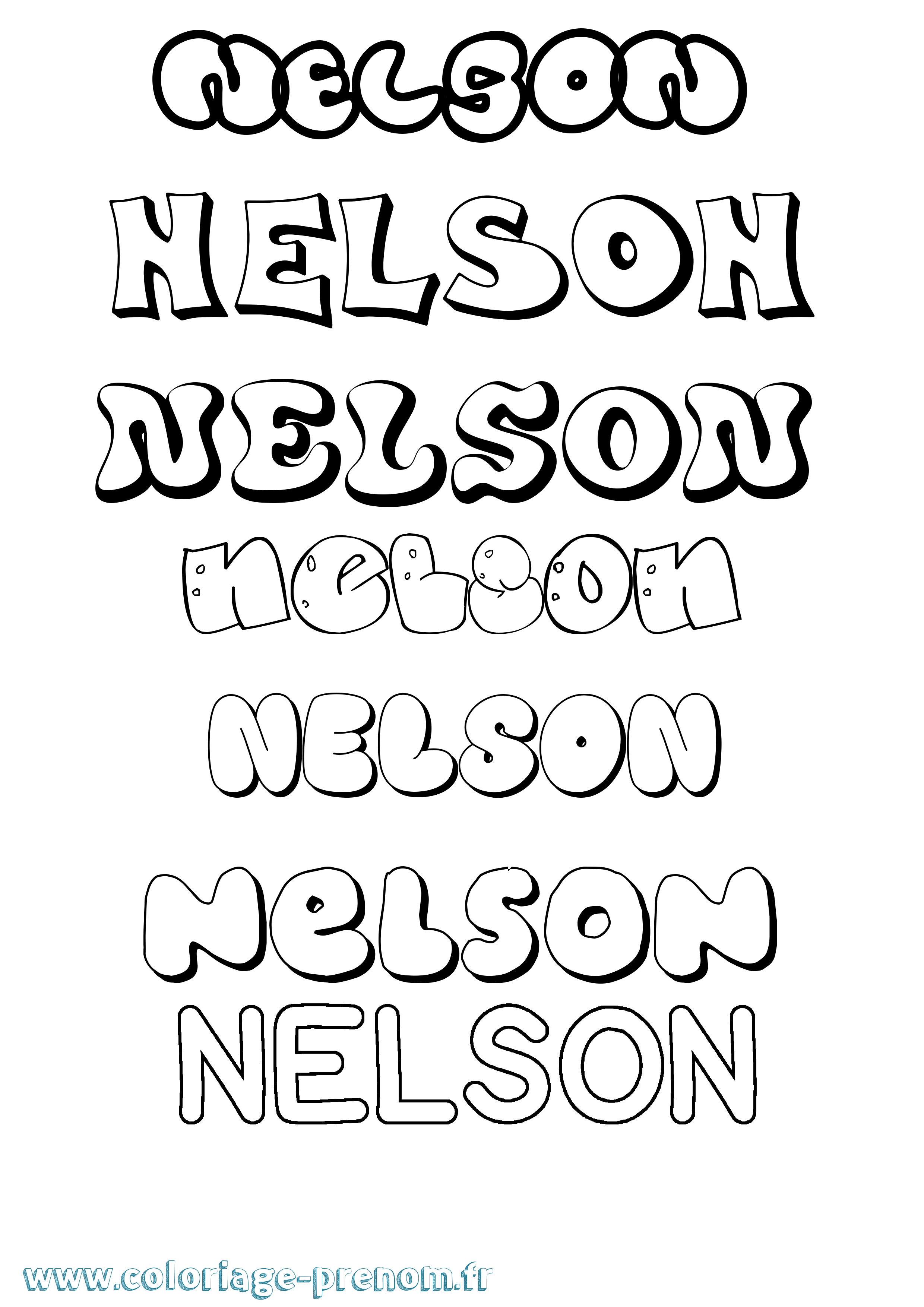 Coloriage prénom Nelson Bubble