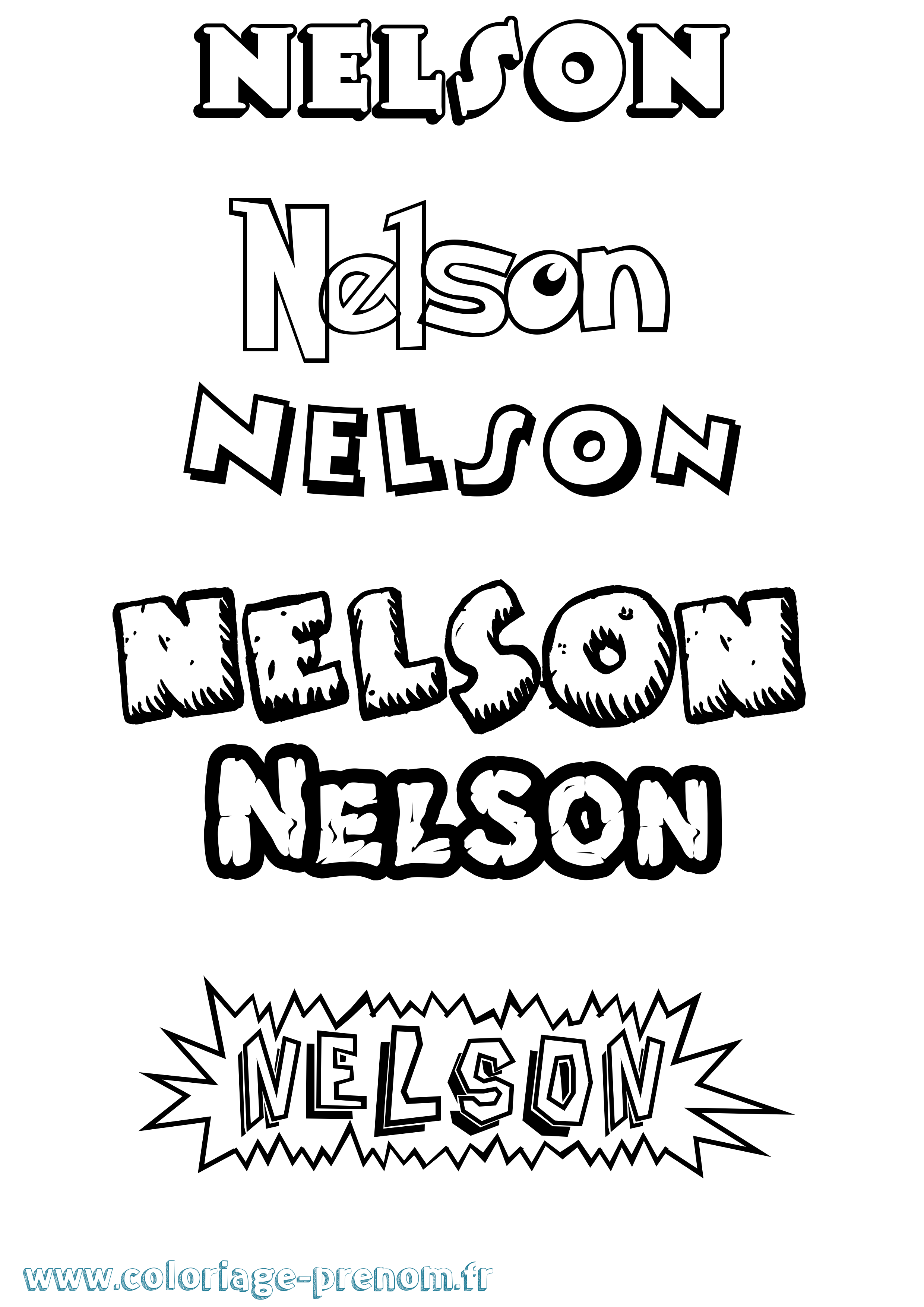 Coloriage prénom Nelson Dessin Animé