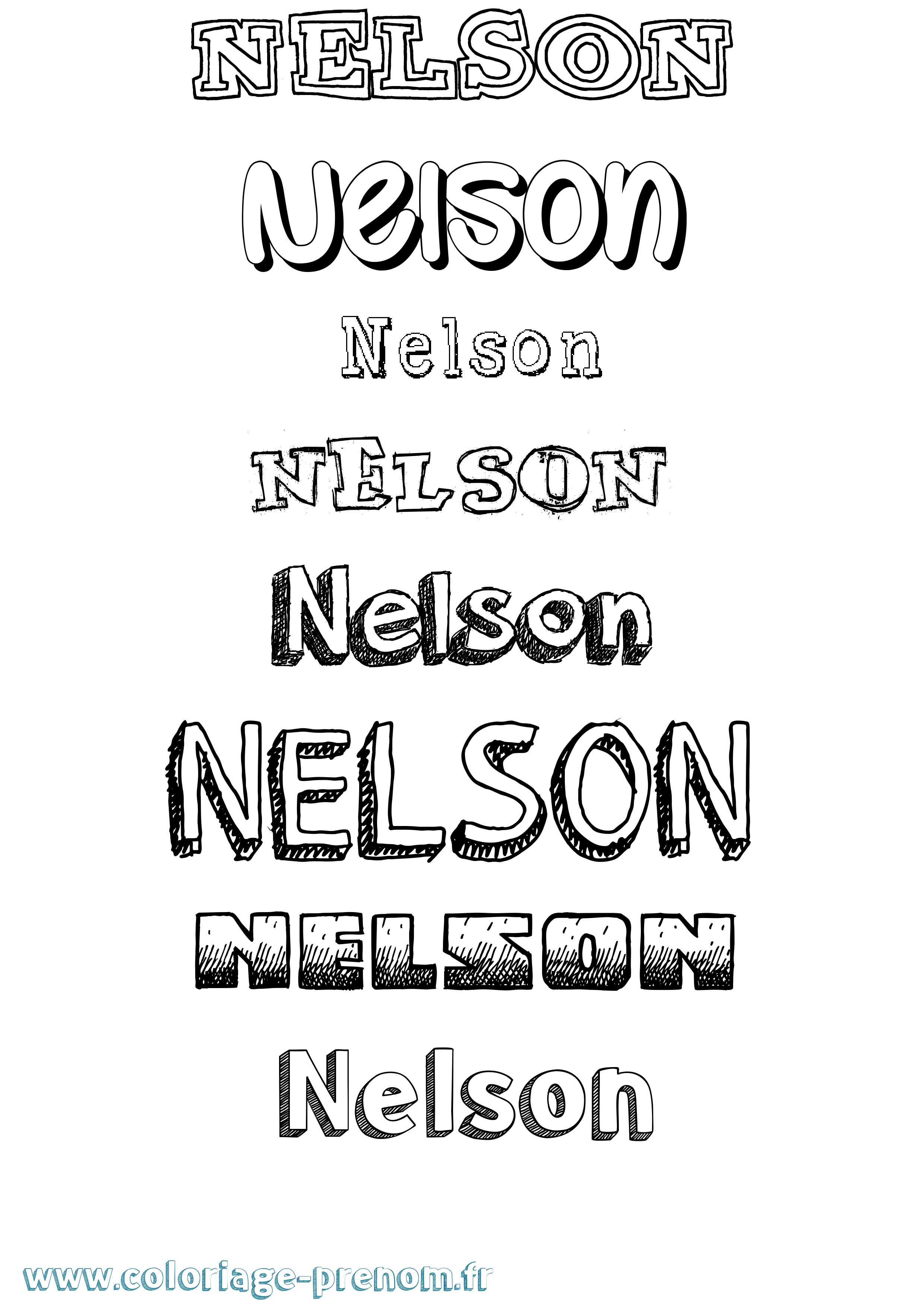 Coloriage prénom Nelson Dessiné
