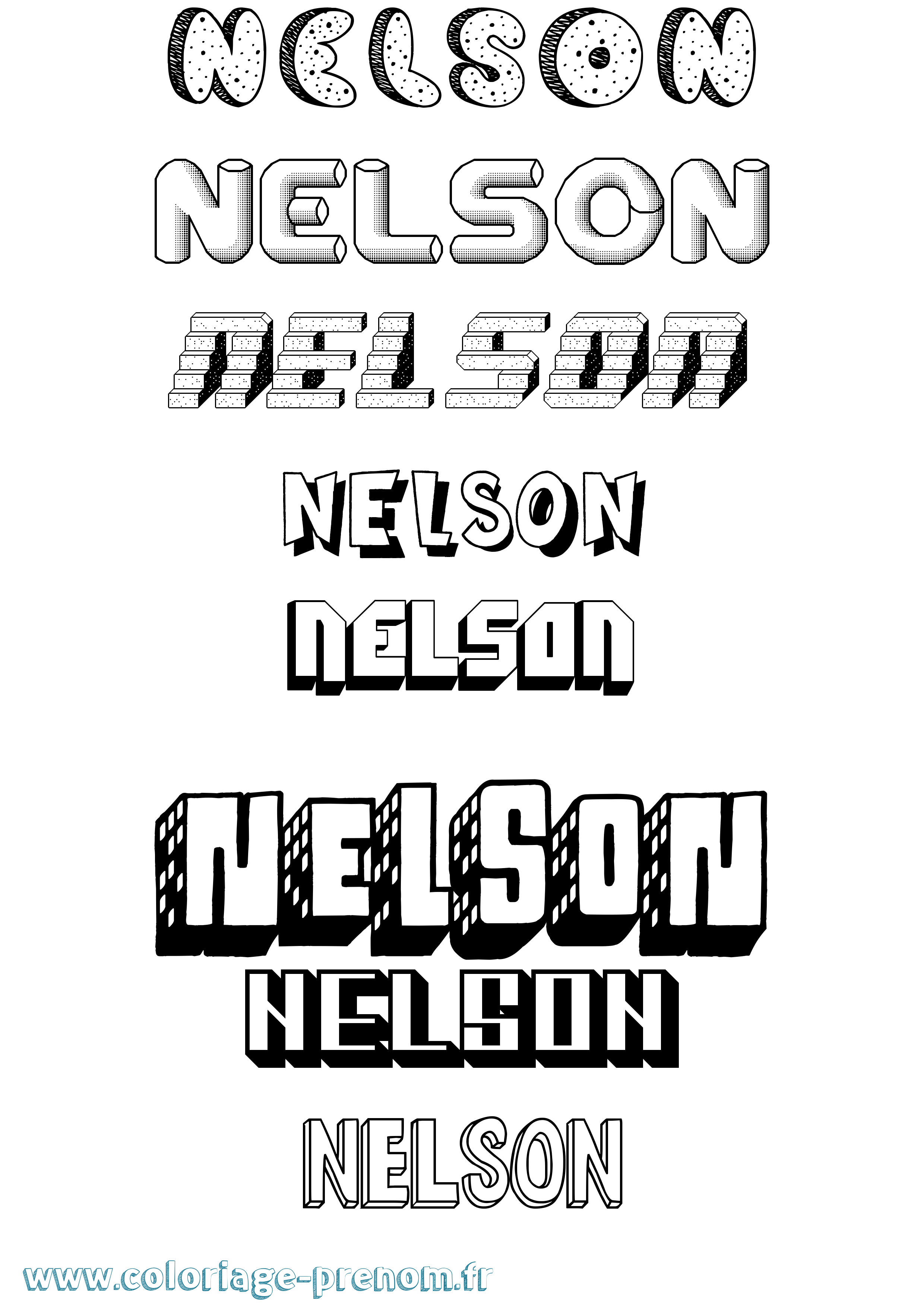 Coloriage prénom Nelson Effet 3D