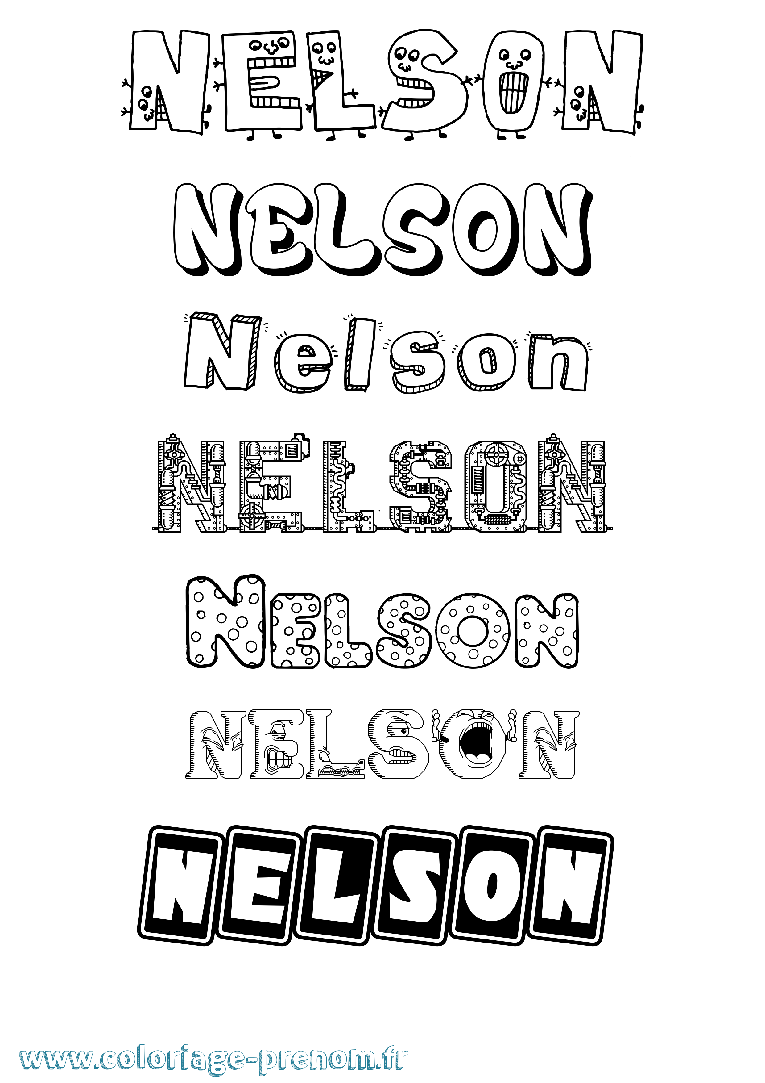 Coloriage prénom Nelson Fun