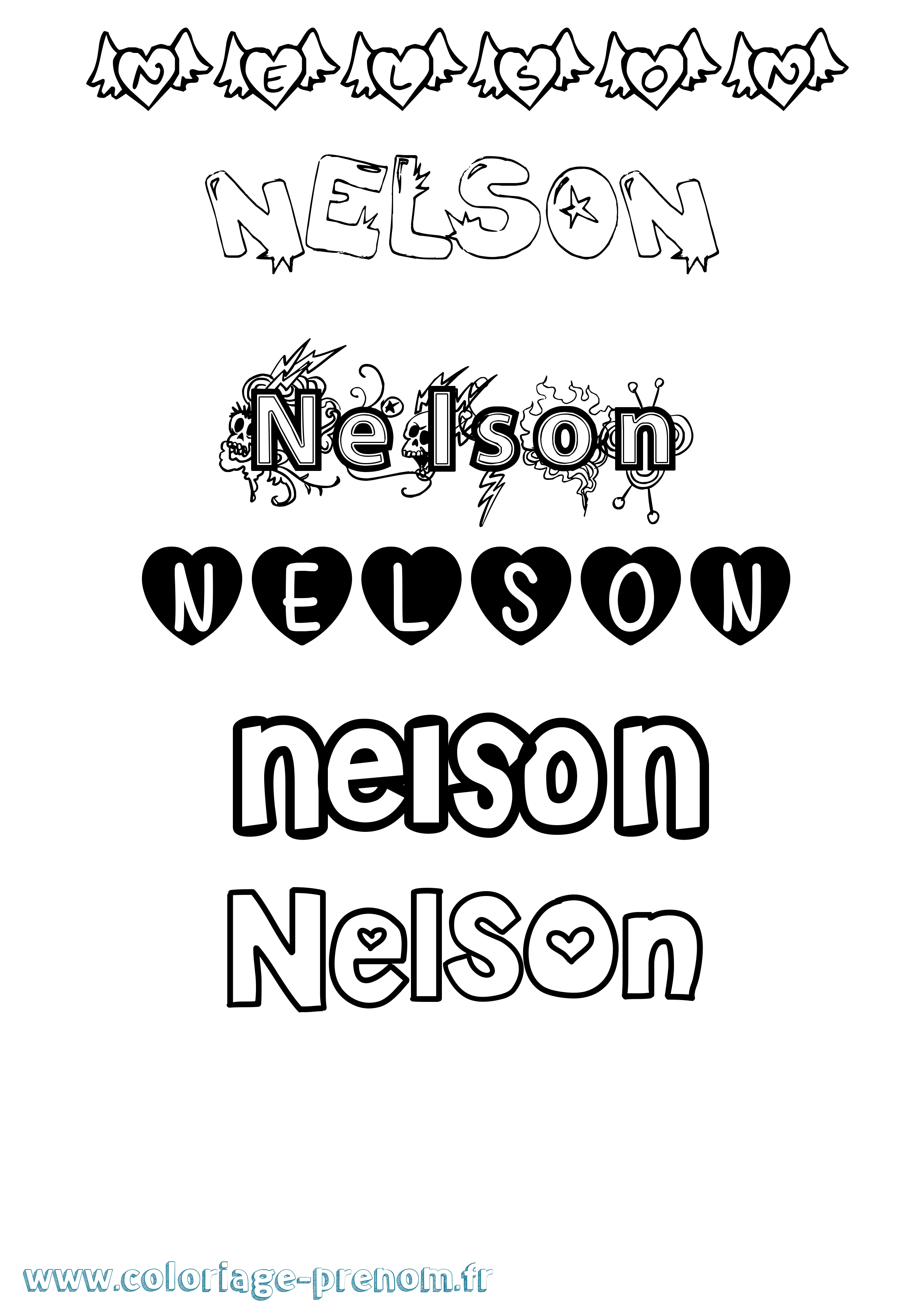 Coloriage prénom Nelson Girly