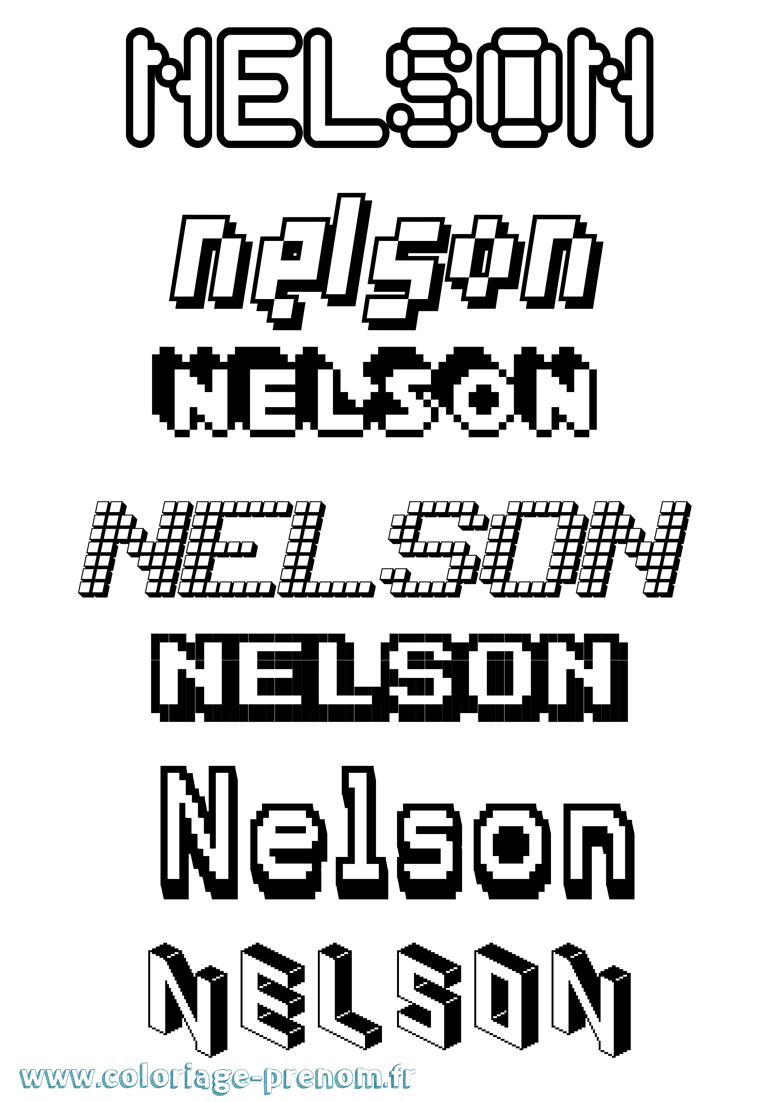 Coloriage prénom Nelson Pixel