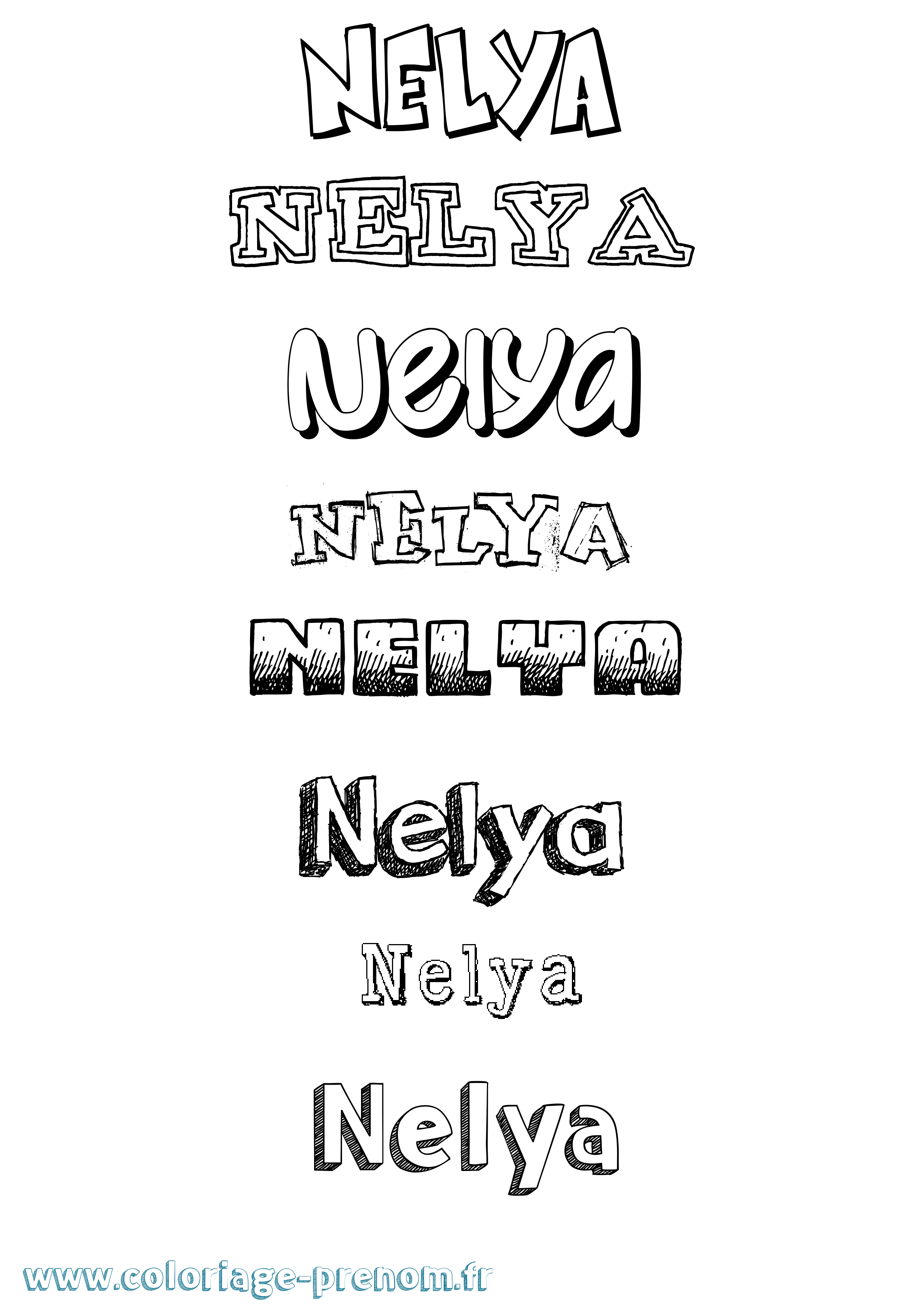 Coloriage Nelya Coloriage prénom Nelya