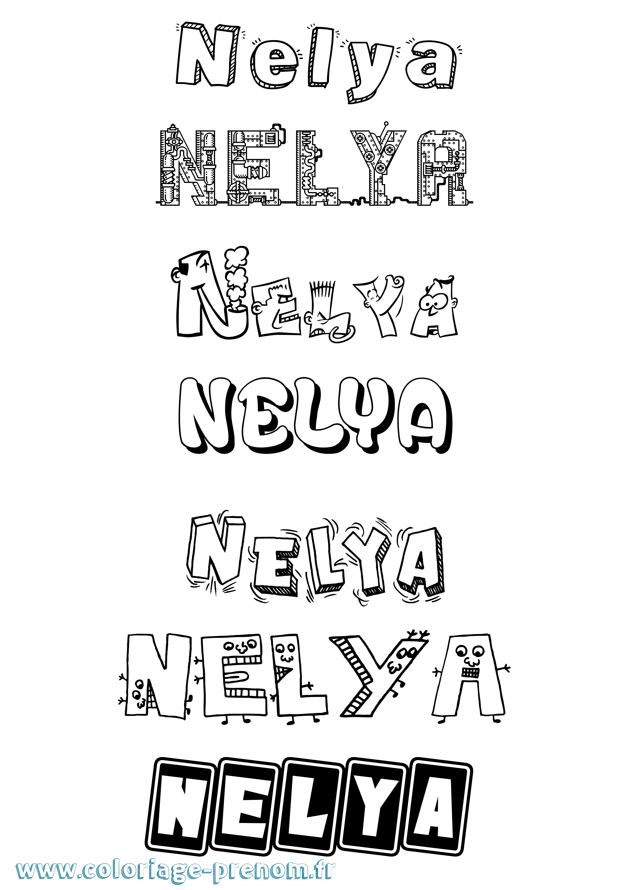 Coloriage Nelya Coloriage prénom Nelya