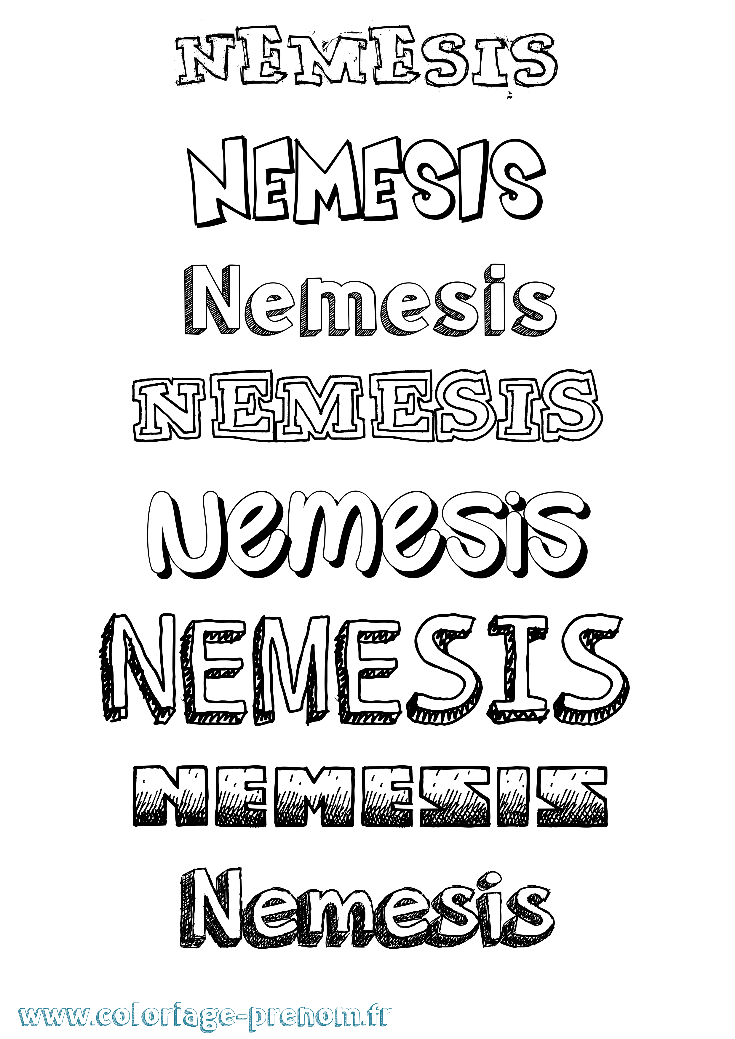 Coloriage prénom Nemesis Dessiné