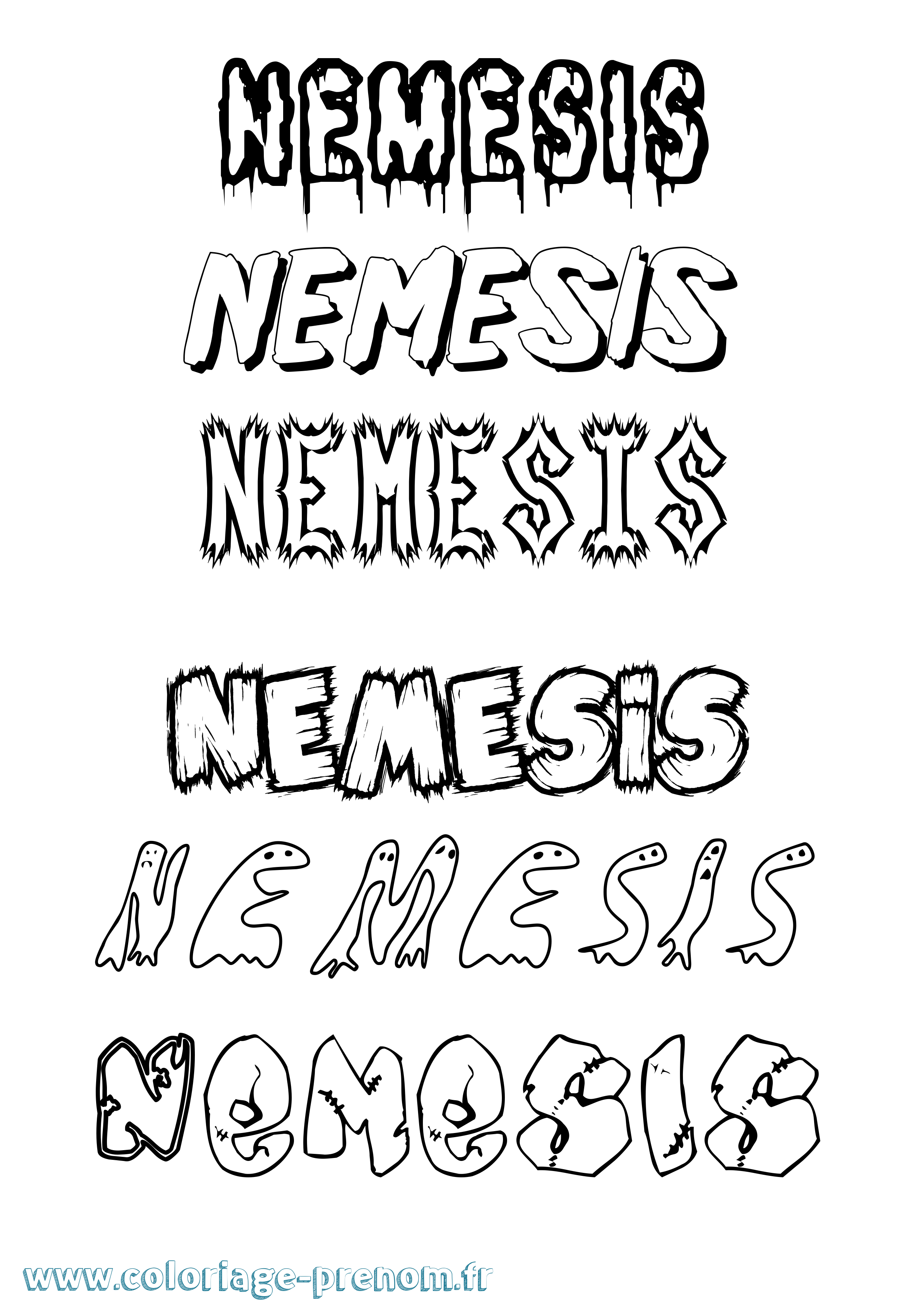 Coloriage prénom Nemesis Frisson