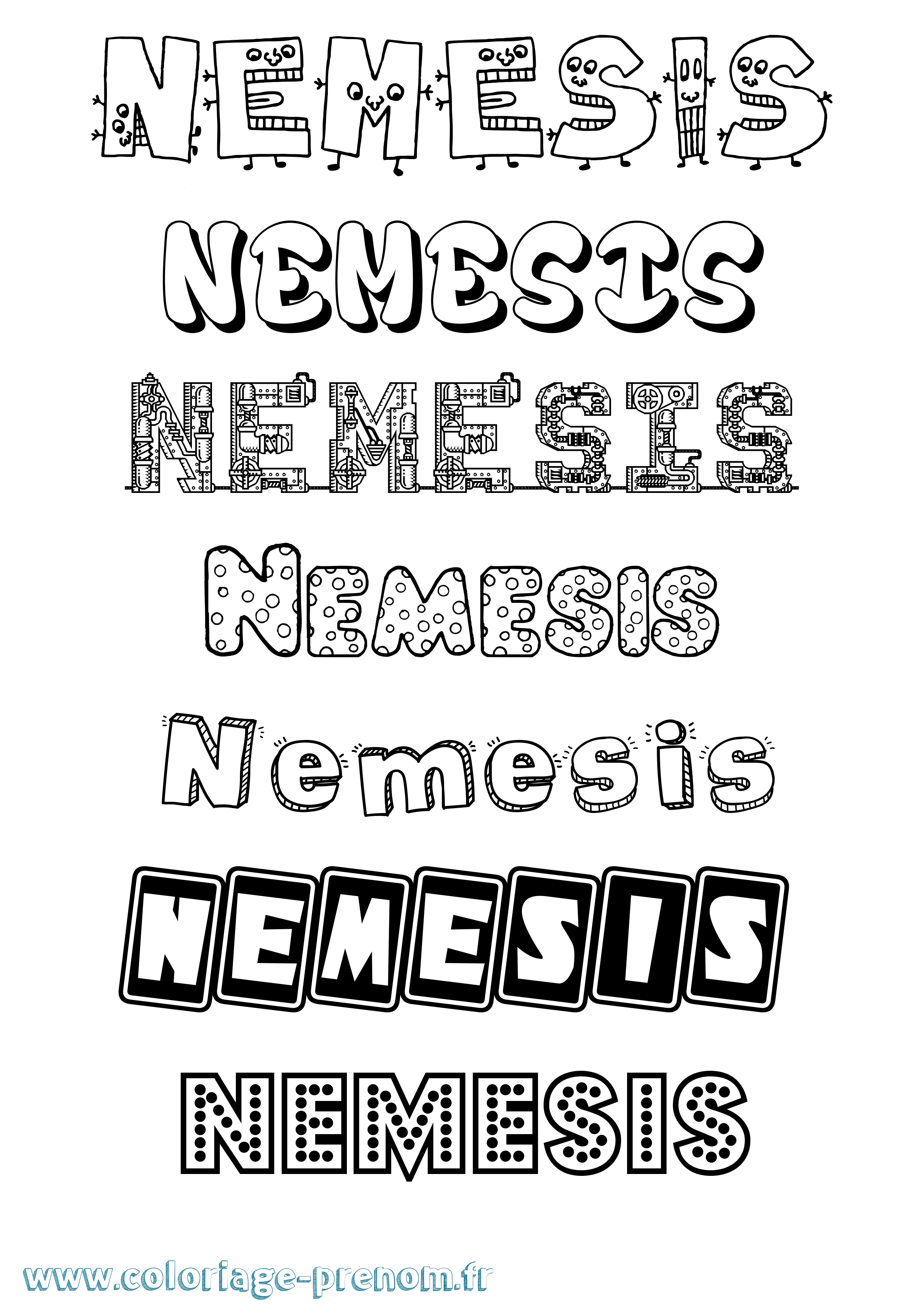 Coloriage prénom Nemesis Fun