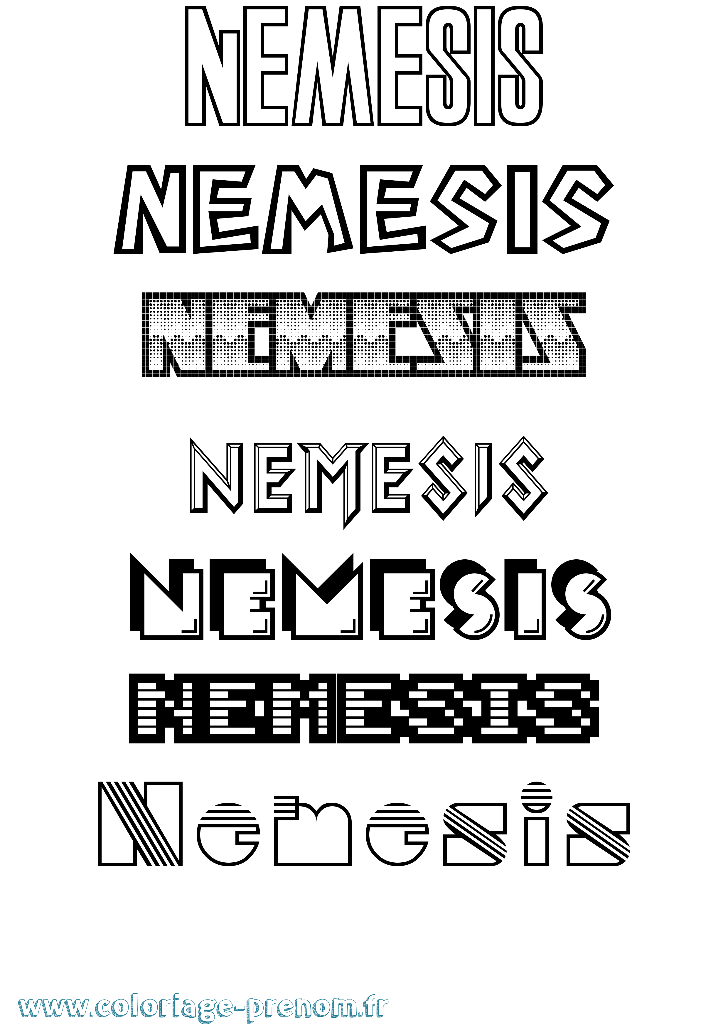 Coloriage prénom Nemesis Jeux Vidéos