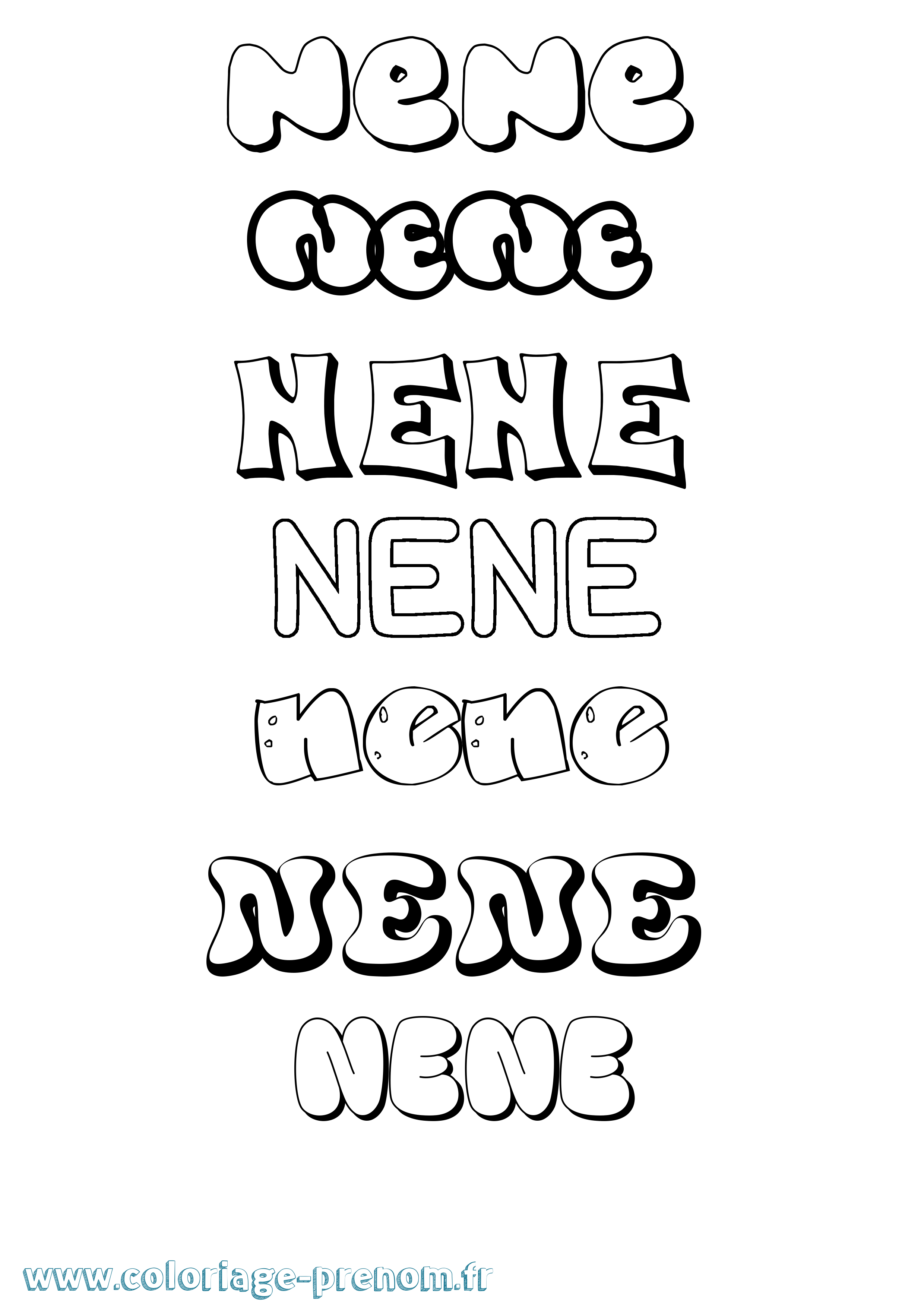 Coloriage Nene Coloriage prénom Nene