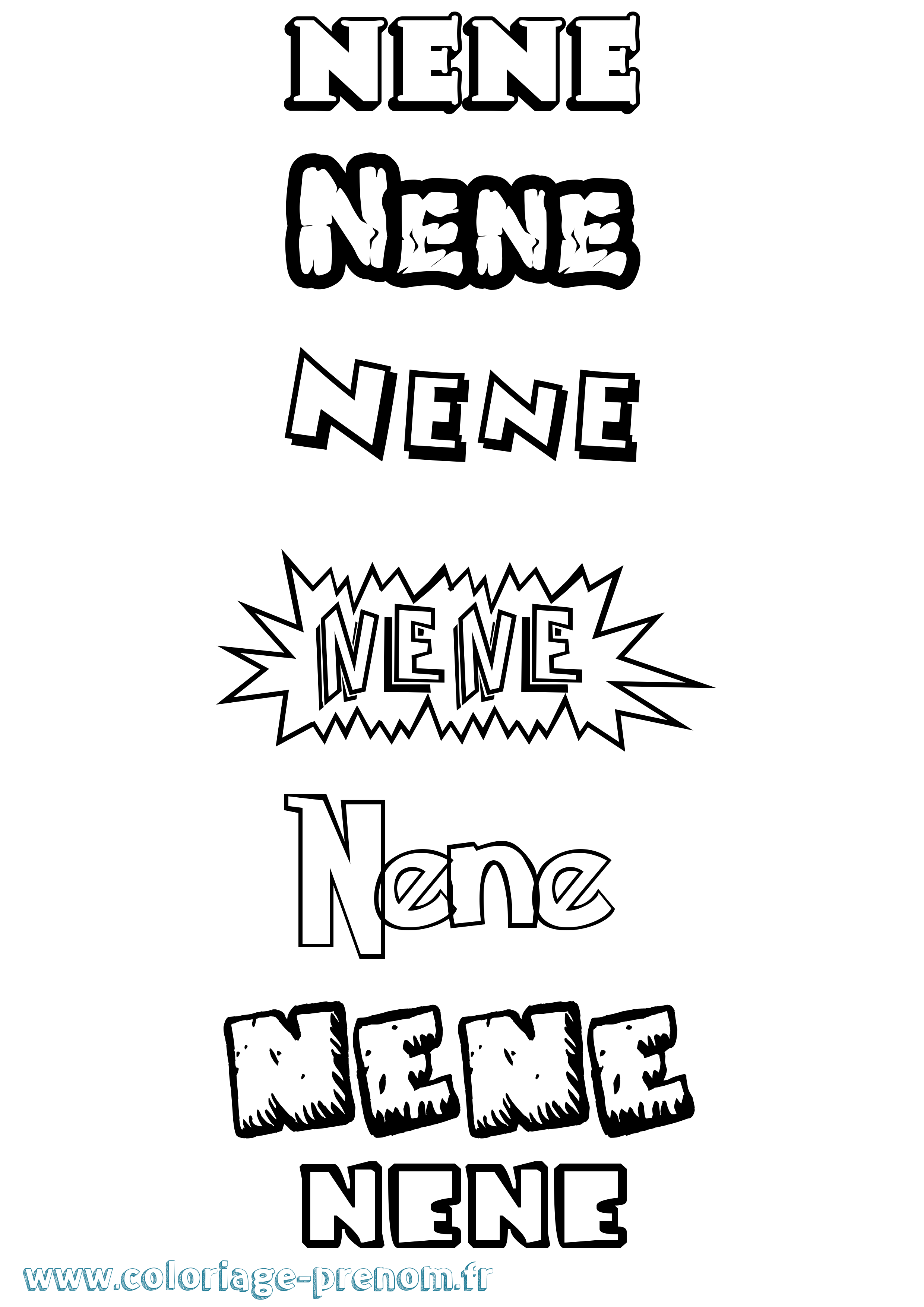 Coloriage Nene Coloriage prénom Nene