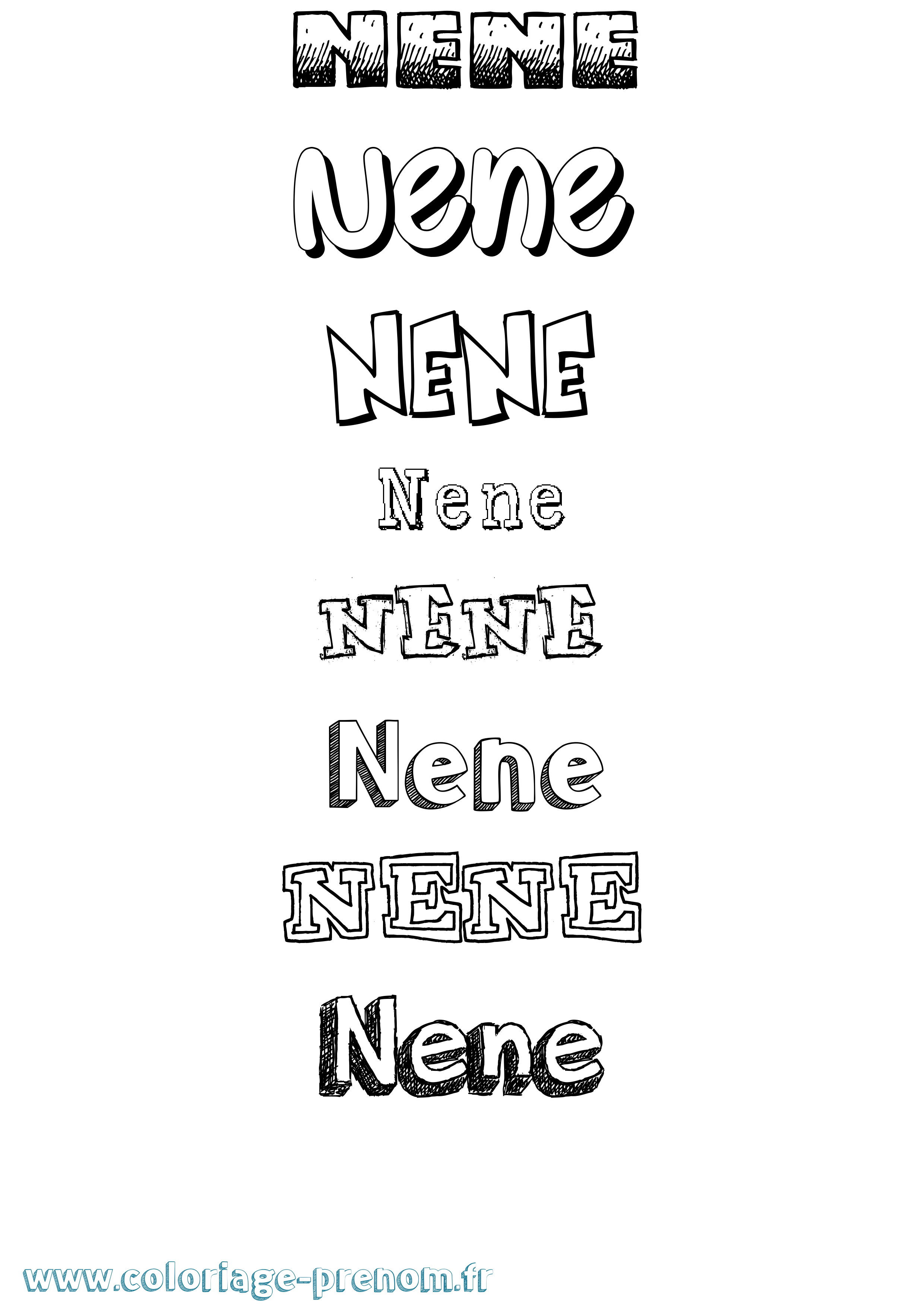 Coloriage Nene Coloriage prénom Nene